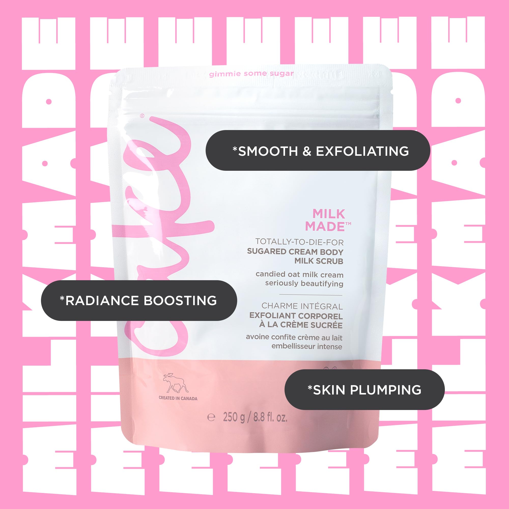 Cake Beauty Milk Made Vegan Body Sugar Scrub- Shea Butter, Candied Oat Milk & Marshmallow Root Extract - Gentle Exfoliating Hand