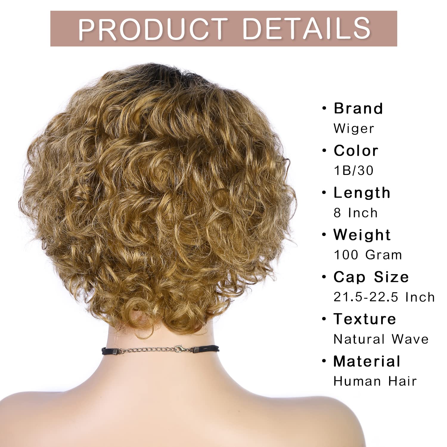 Wiger Short Human Hair Curly Wigs Ombre Curly Bob Hair Wig Brown Short Curly Lace Front Wigs For Black Women 8 Inch Glueless Cur