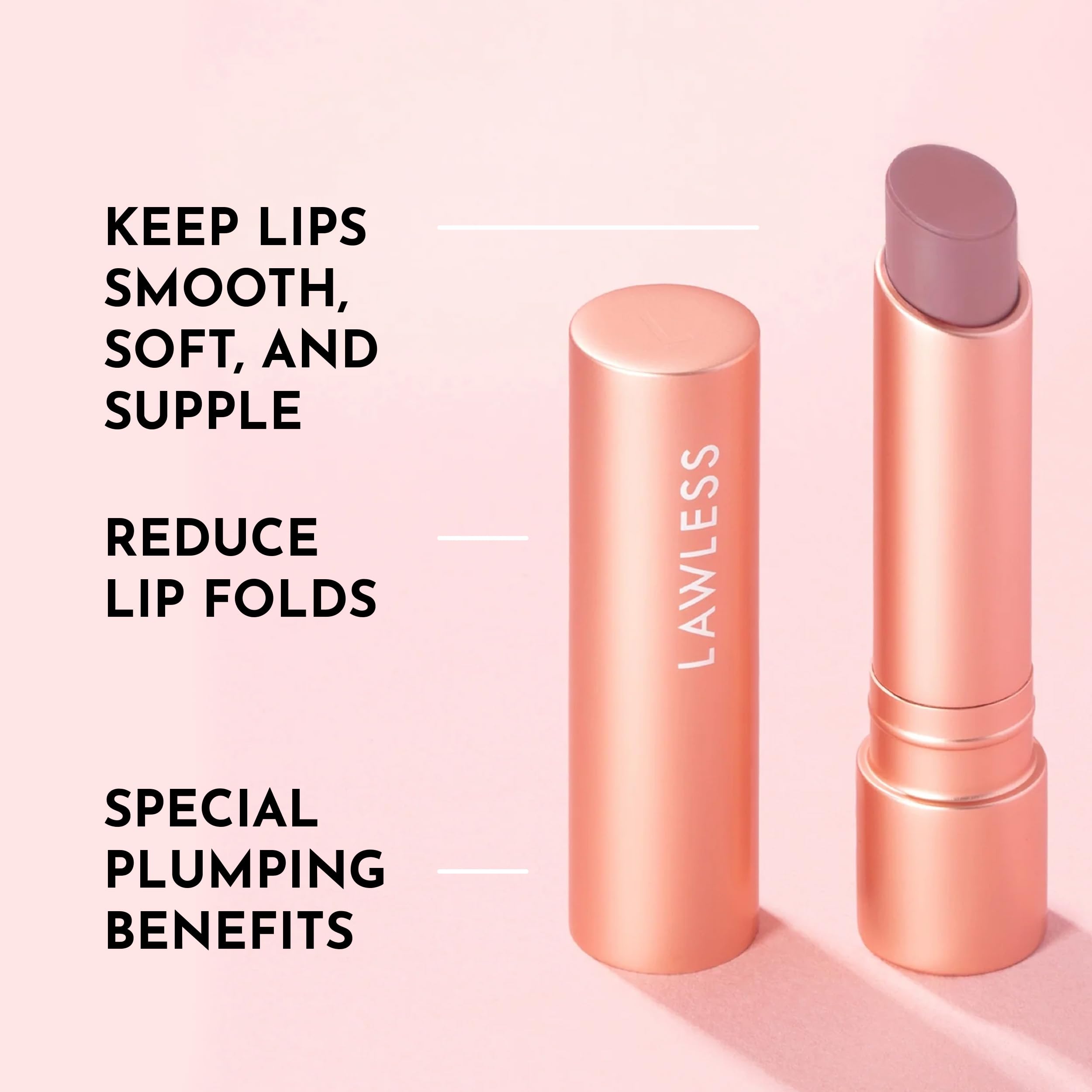 Lawless Forget The Filler Lip Plumping Line Smoothing Tinted Balm, Whisper, Pink, 0.09 Ounce
