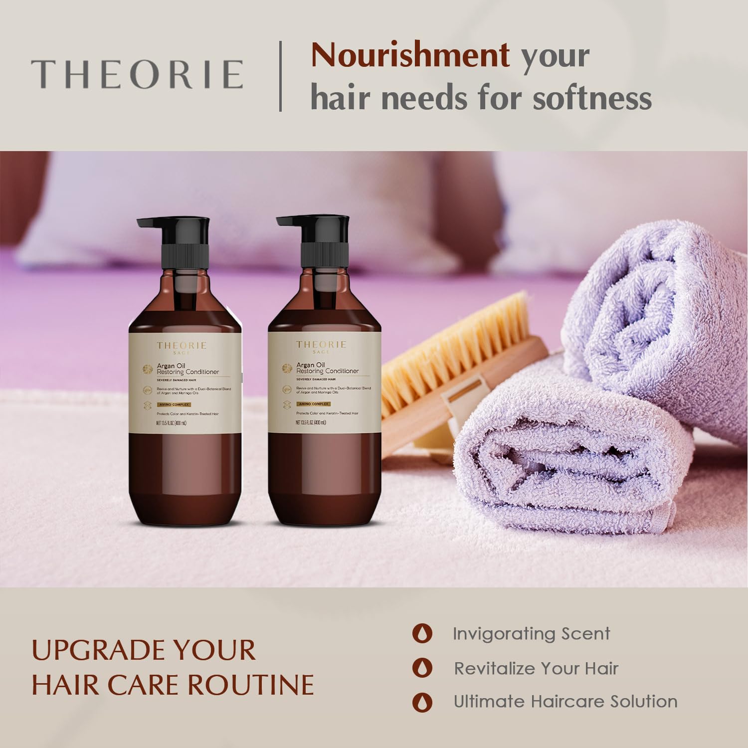 Theorie Argan Oil Ultimate Restoring Conditioner with Argan, Moringa, Grape Seed, and Sage Oil For Normal to Severely Damaged Ha