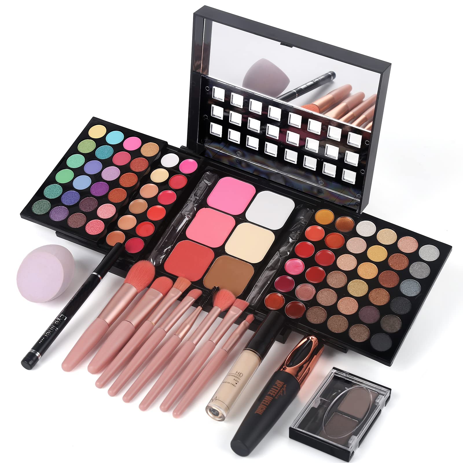 Full Makeup Kit With Applicator - 78 Color Cosmetic Gift Set Include Eyeshadow/Lipstick/Blush/Contour/Concealer, Mascara, Lip Li