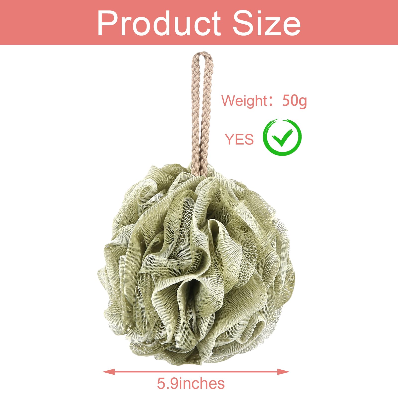 GoWorth Loofah Sponge Pack of 4 - Deep Cleansing Exfoliating Body Scrubber, Mixed Color, 50g, Ideal for Men and Women