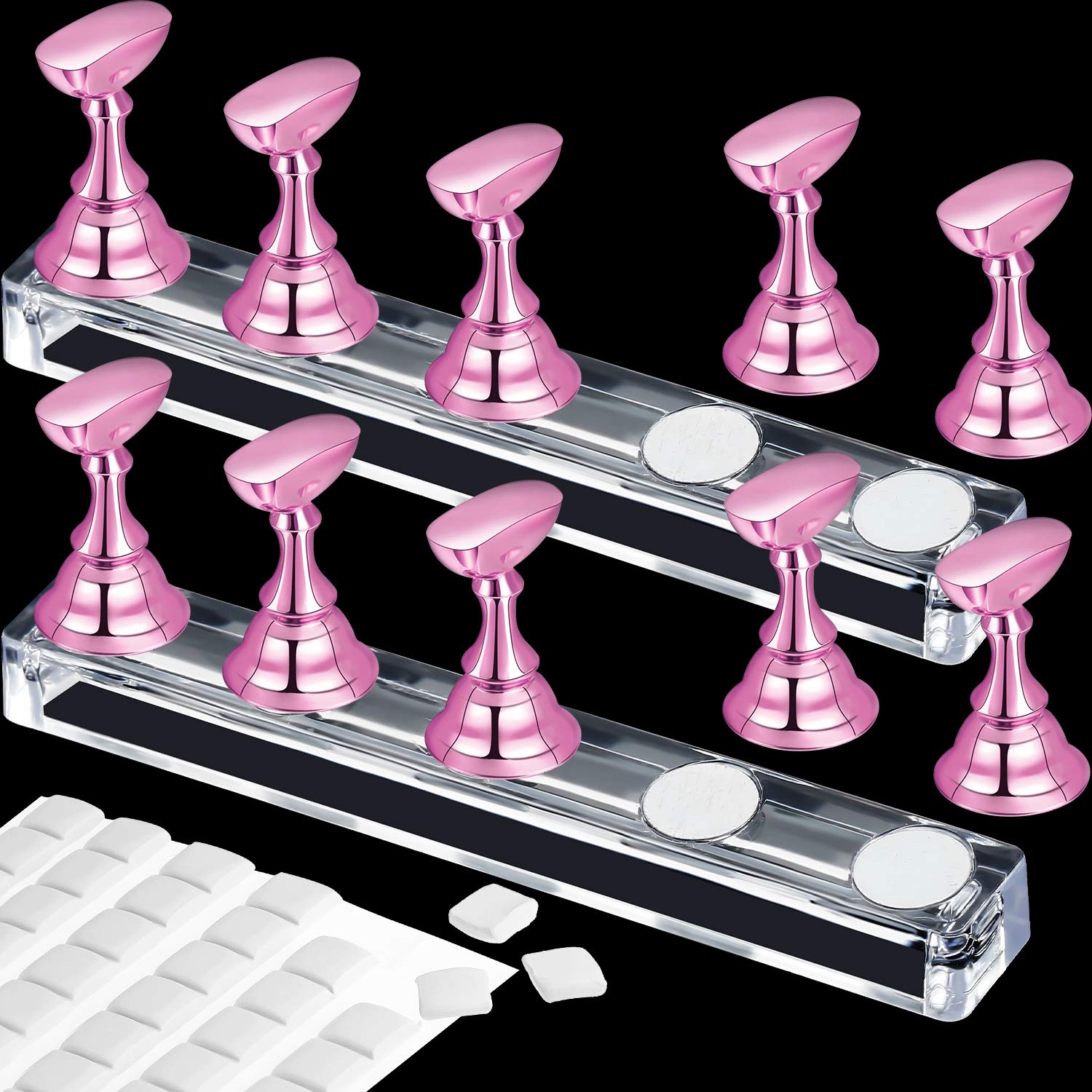 2 Set Acrylic Nail Design Practice Stands Magnetic Nails Holders Training Fingernail Display Stands Diy Nail Crystal Holders And