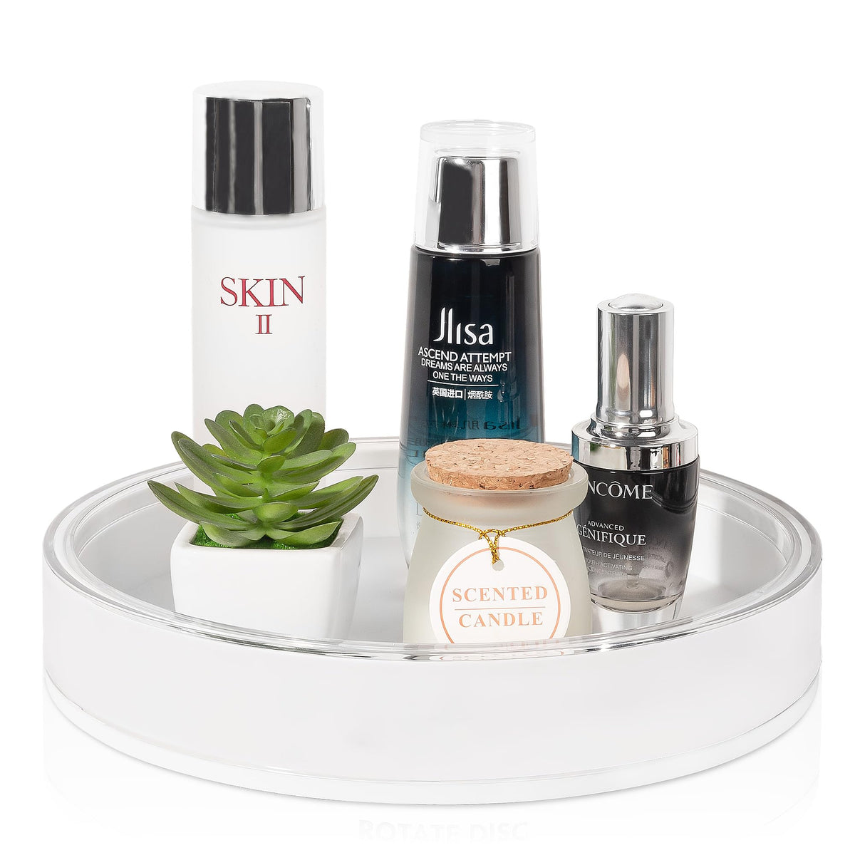 360 Rotating Makeup Organizer Perfume Tray Skincare Holder Spinning Cosmetic Storage Bathroom Countertop Organizer Lazy Susan Tu