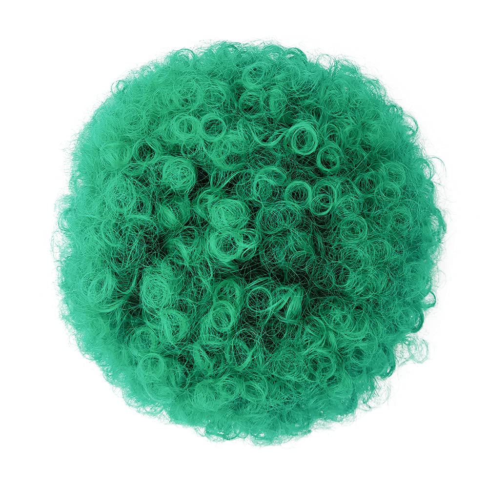 Yinmei Baibian Ombre Green Afro Puff Drawstring Ponytail Extension Kinky Curly High Puffs Bun Hairpiece Synthetic Short Updo Cli