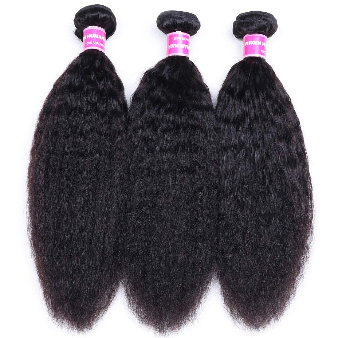 UNice Yaki Kinky Straight Human Hair Weave 3 Bundles 100% Unprocessed Mongolian Virgin Human Hair Weft Sew in Human Hair Extensi