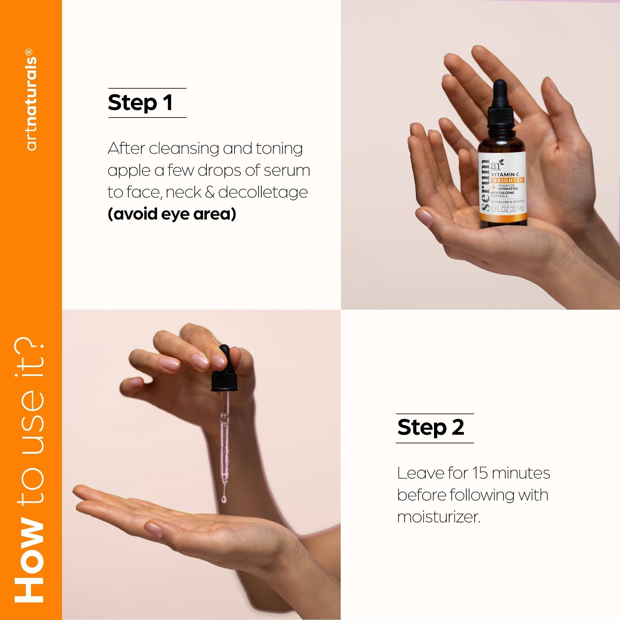 artnaturals Anti-Aging Vitamin C Serum - (1 Fl Oz / 30ml) - with Hyaluronic Acid and Vit E - Wrinkle Repairs Dark Circles, Fades