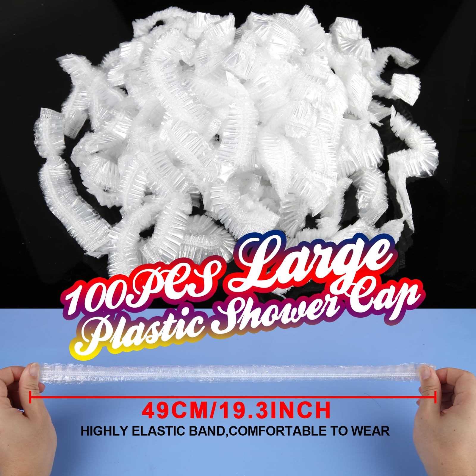 Leobro Shower Cap, Large Disposable Shower Caps, 100Pcs Large Shower Caps For Women Disposable, Plastic Hair Caps For Shower, Th