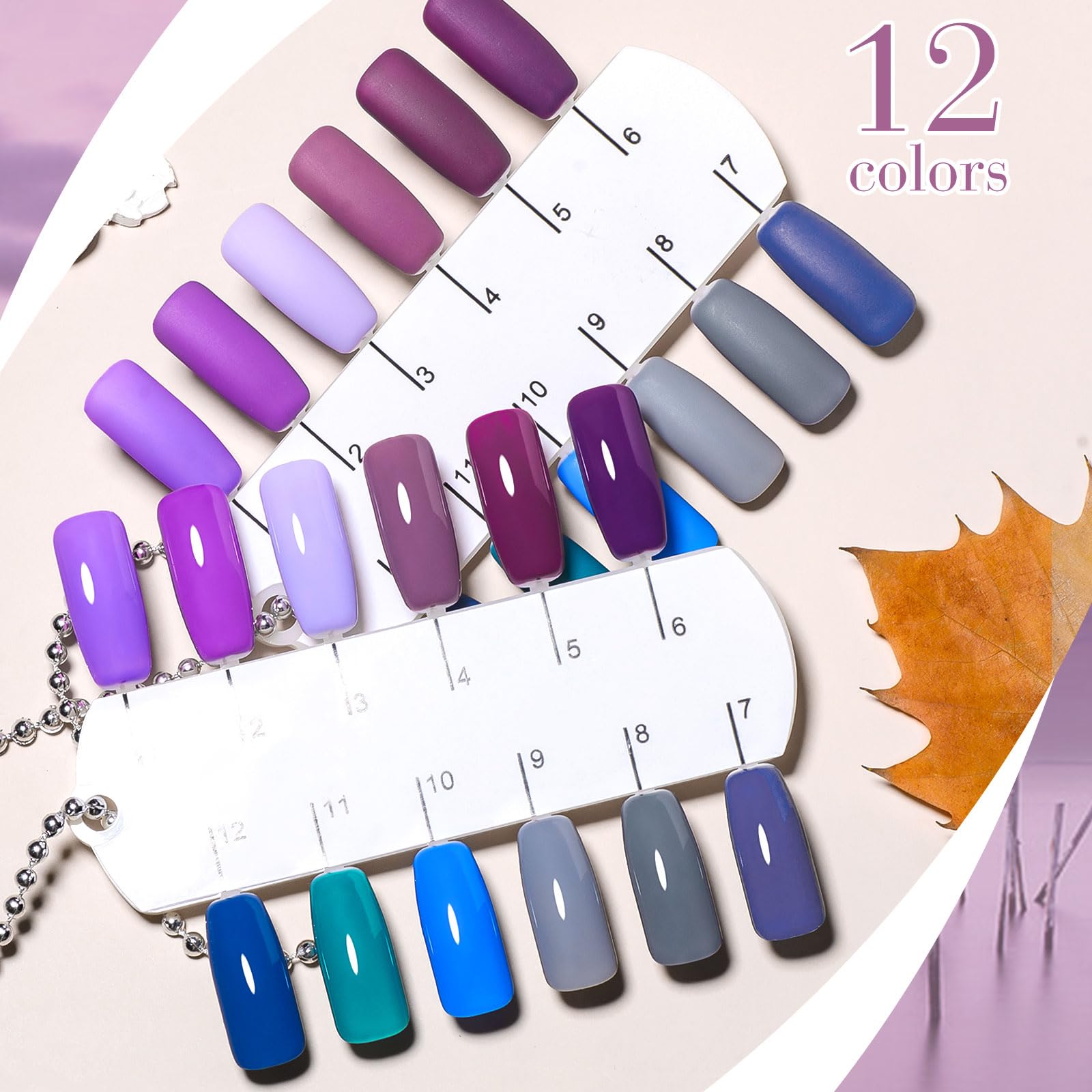 Meet Across Gel Nail Polish 12Pcs Blue Purple Gel Polish Set Soak Off Uv Led Nail Art Manicure Diy Home Salon Gift For Women