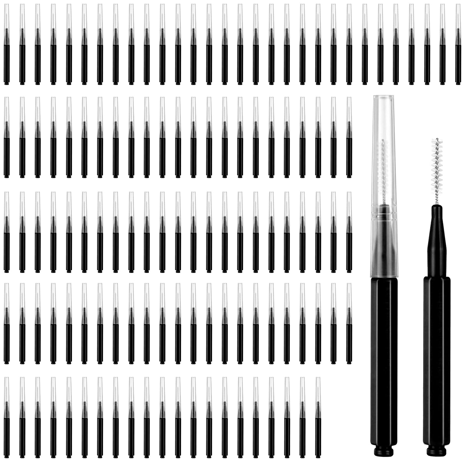 SULIKJHUI 120 Pcs Micro Spoolies, Eyelash Spoolies with Caps Mini Eyebrow & Lash Brushes, Brow Lamination Brush for Lash Tinting