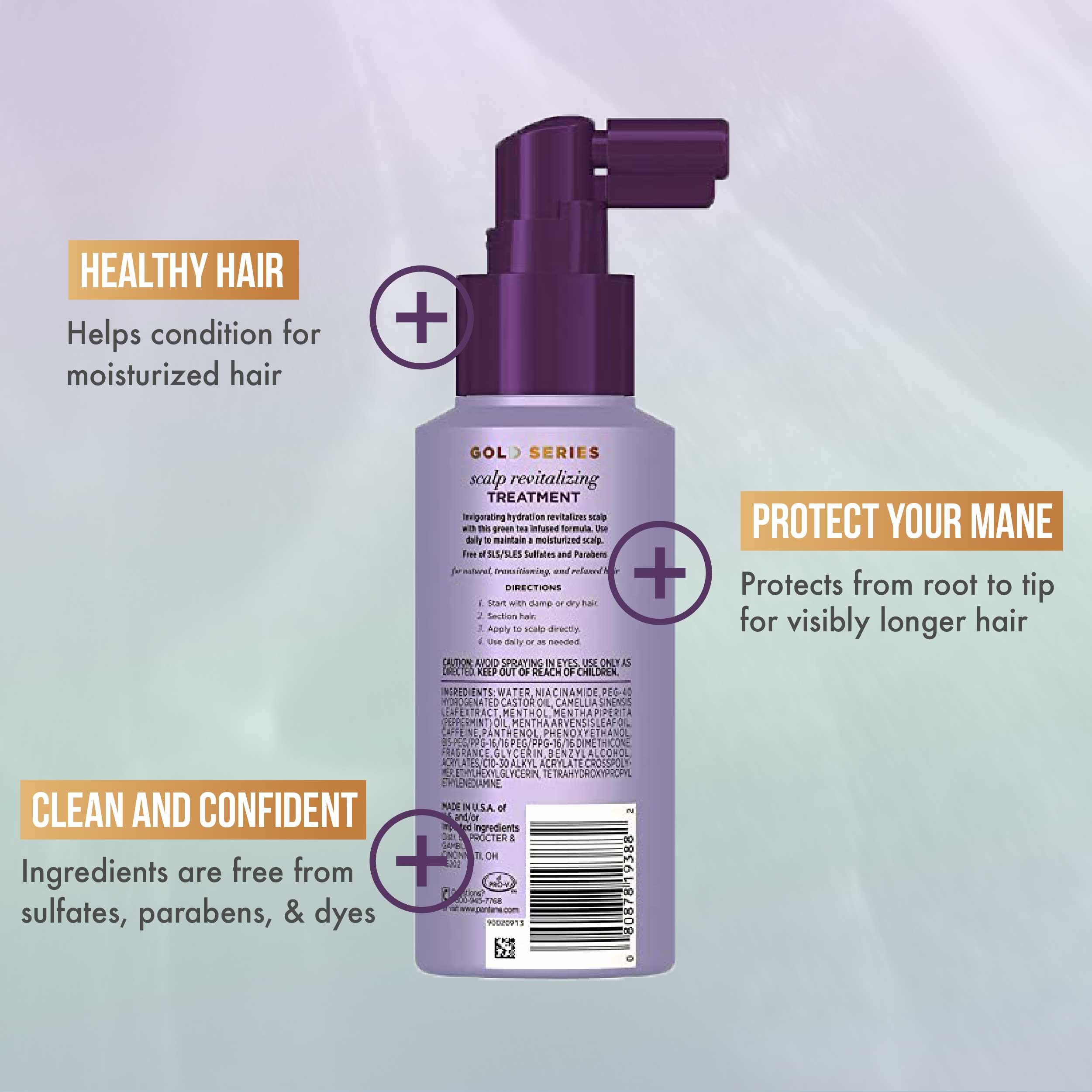 Pantene Gold Series New Lengths Scalp Revitalizing Treatment, 4.2 Fl Oz ?? Scalp Treatment Infused with Green Tea, Moisturizes,