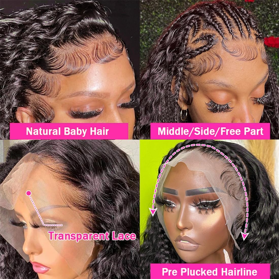13X6 Water Wave Lace Front Wigs Human Hair Wigs For Women 250% Density Hd Transparent Curly Lace Front Wigs Human Hair Pre Pluck