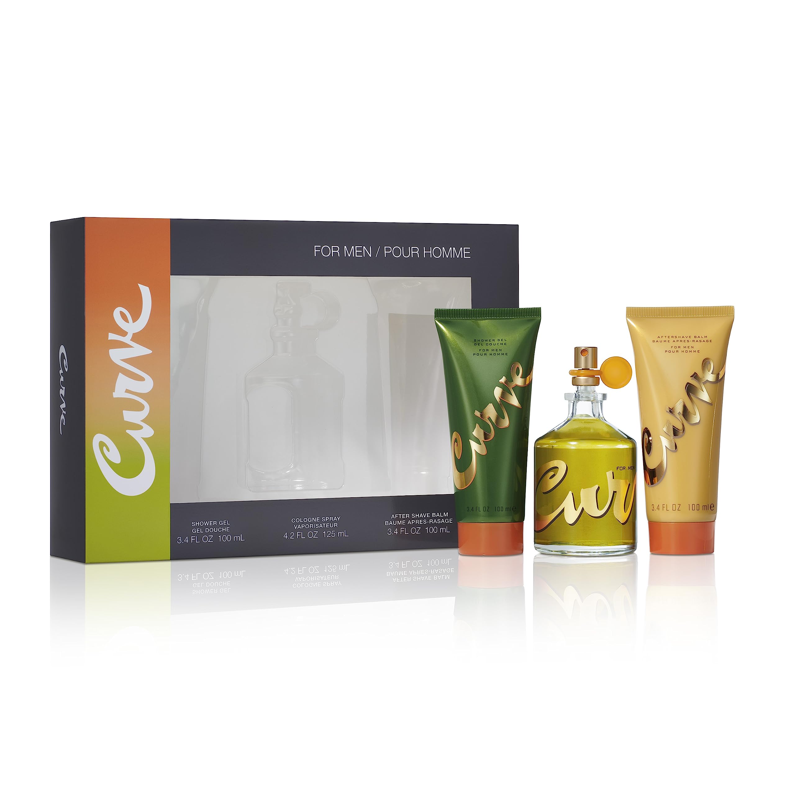 Curve Men'S Cologne Fragrance Set, Body Wash, Aftershave Balm & Cologne, Casual Day Or Night Scent, Father'S Day 3 Piece Gift Se
