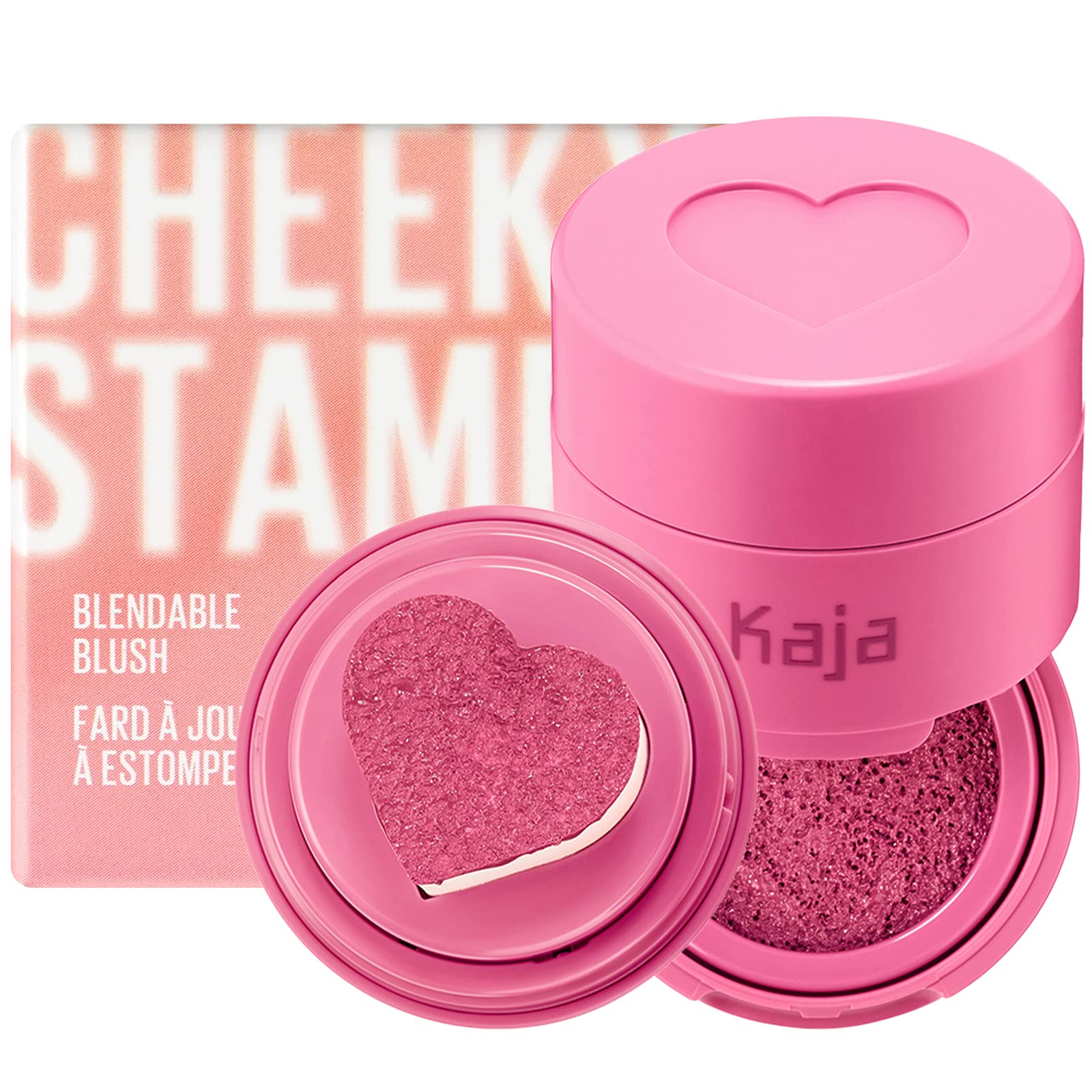 Kaja Blush - Cheeky Stamp | Gift, 7 Shades, Buildable & Blendable Shade with Heart-shaped Applicator, Rosy Finish, 04 Feisty, 0.