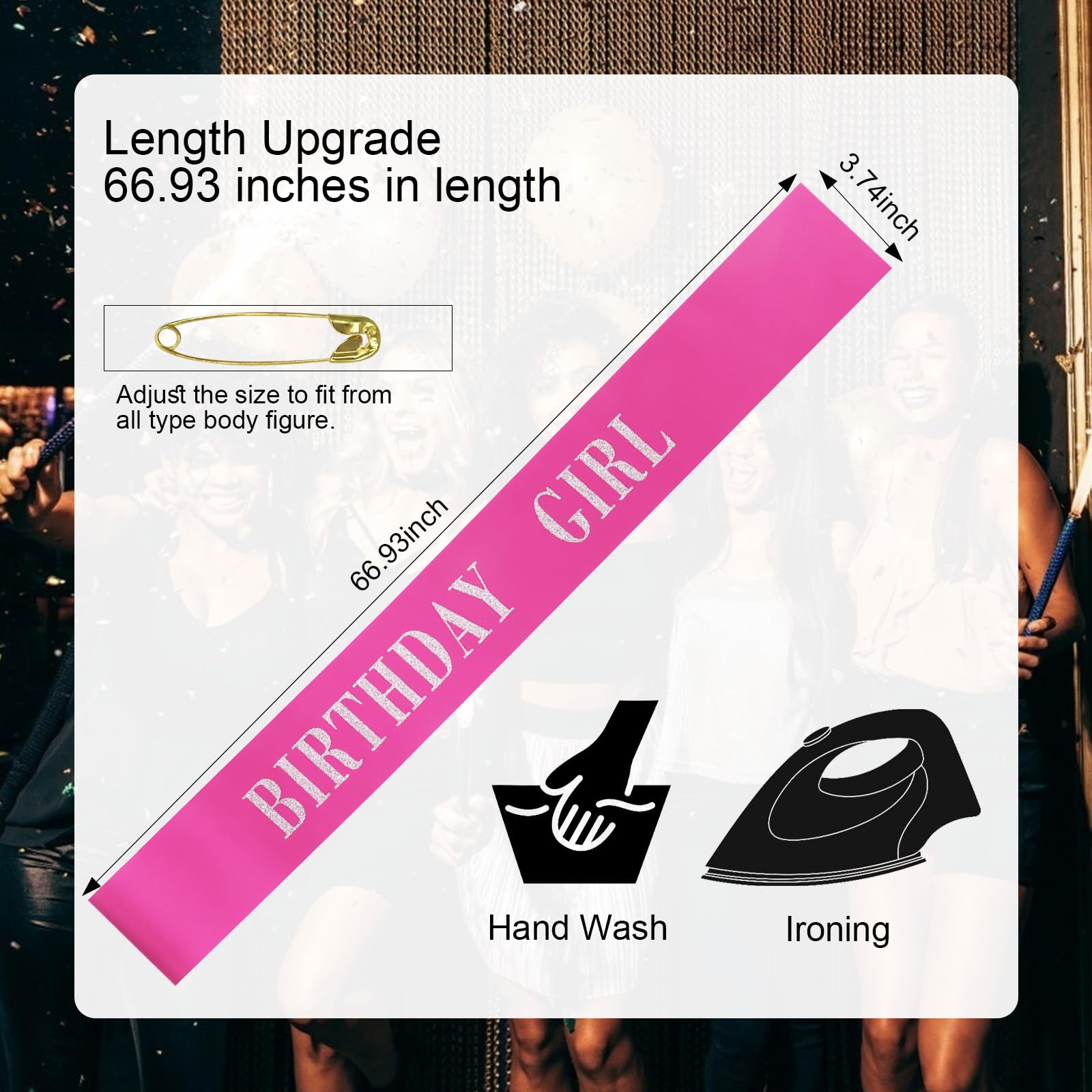 Cieher 67'' L X 3.6'' W Birthday Sash - Rose Pink Girl , Queen , Gifts And Decorations