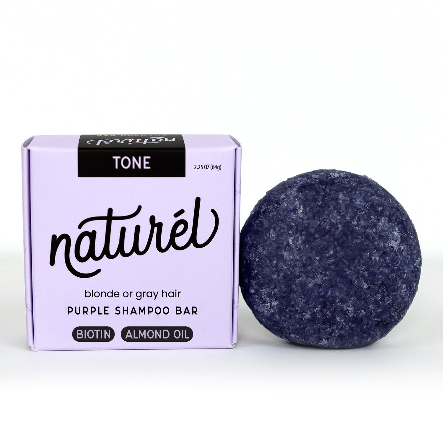 Naturel Purple Toning Shampoo Bar, Blonde or Grey Hair Toning Shampoo Bar with Biotin and Almond Oil, Vegan, Zero Waste, Cruelty