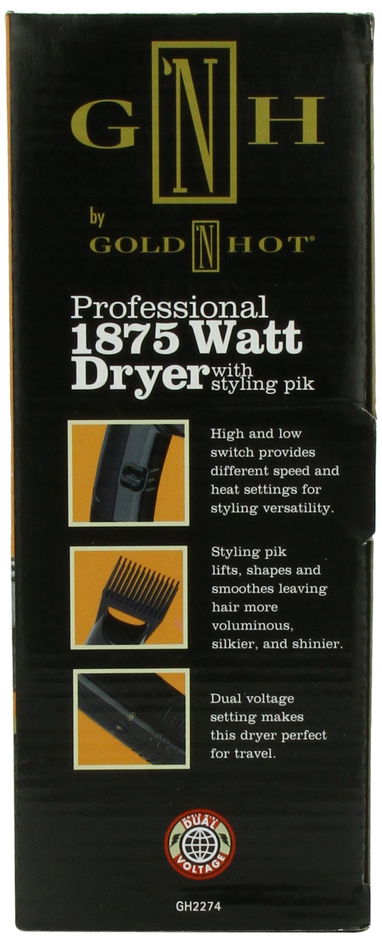 Gold N Hot Professional 1875-Watt Dryer With Styling Pik (Go-Gh2274)