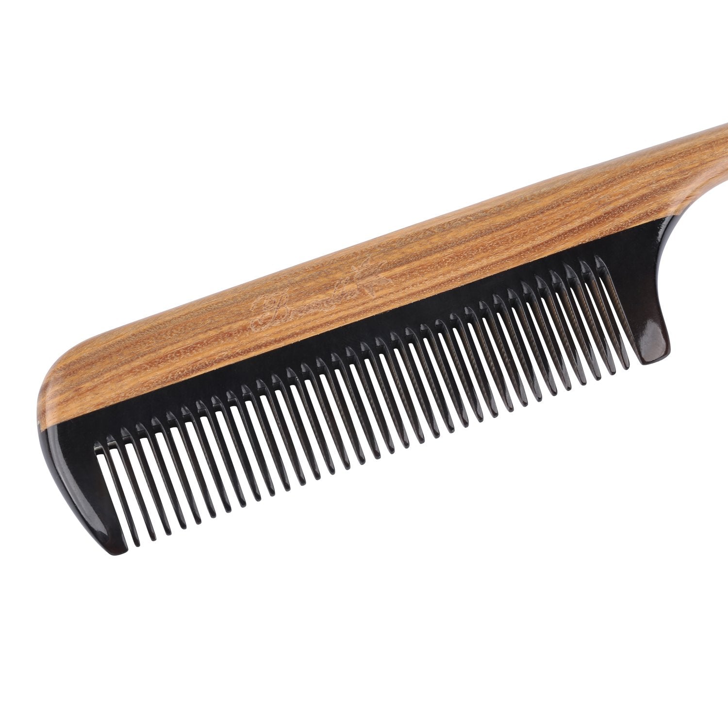Breezelike Hair Combs - Fine Tooth Detangling Wooden Tail Comb - No Static Natural Sandalwood Buffalo Horn Comb For Women