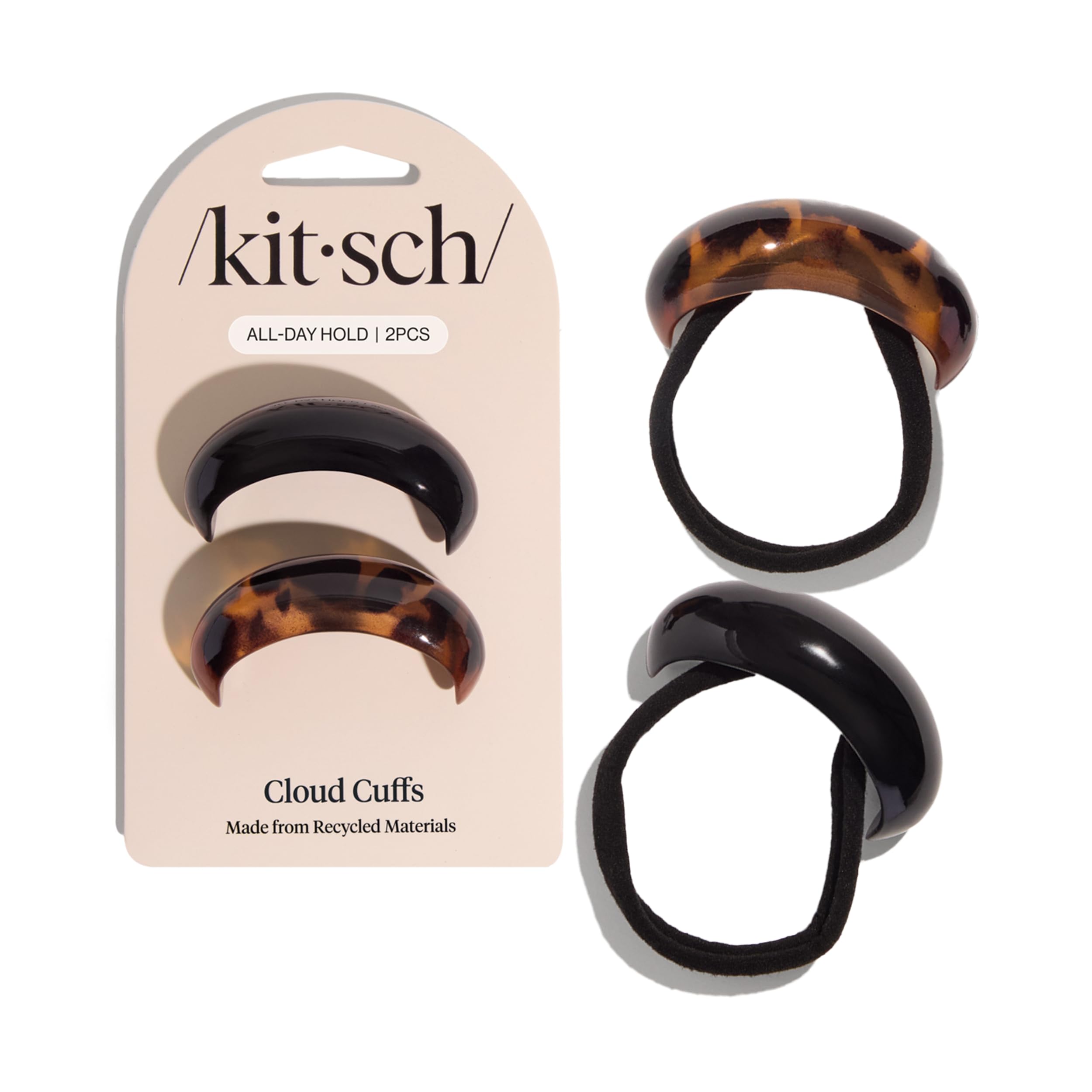 Kitsch Medium Hair Cuffs for Braids & Ponytails - Sleek Hair Ties No Damage for Women | Recycled Plastic & Nylon Elastics | Styl