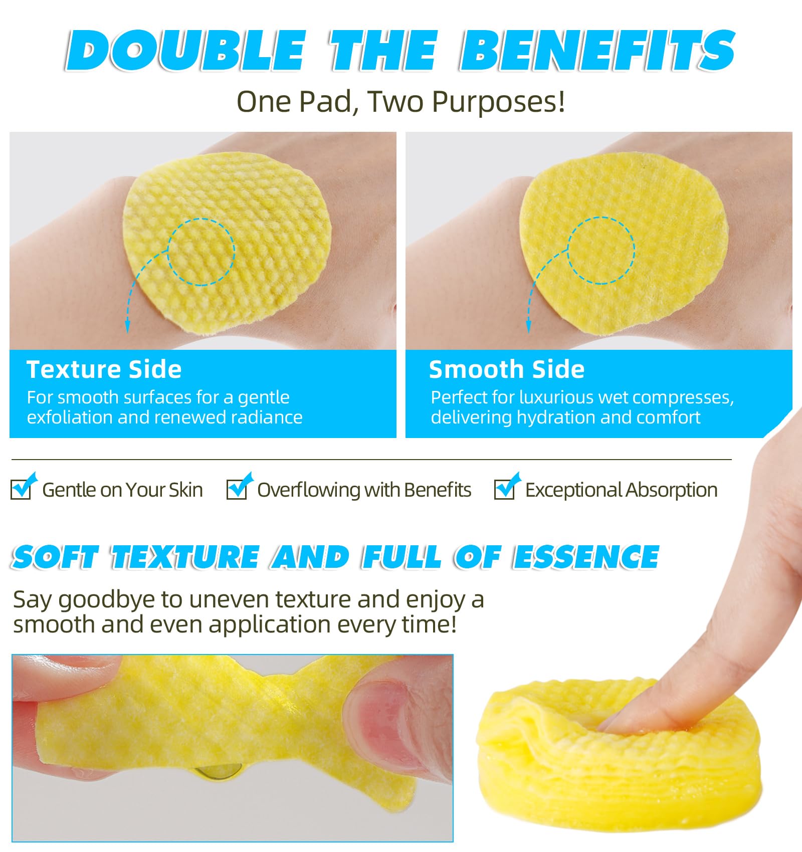 Kojic Acid And Turmeric Cleansing Pads,Turmeric Cleansing Pads, Face Turmeric Kojic Acid Pads, Helps Balance Skin Oil And Water,