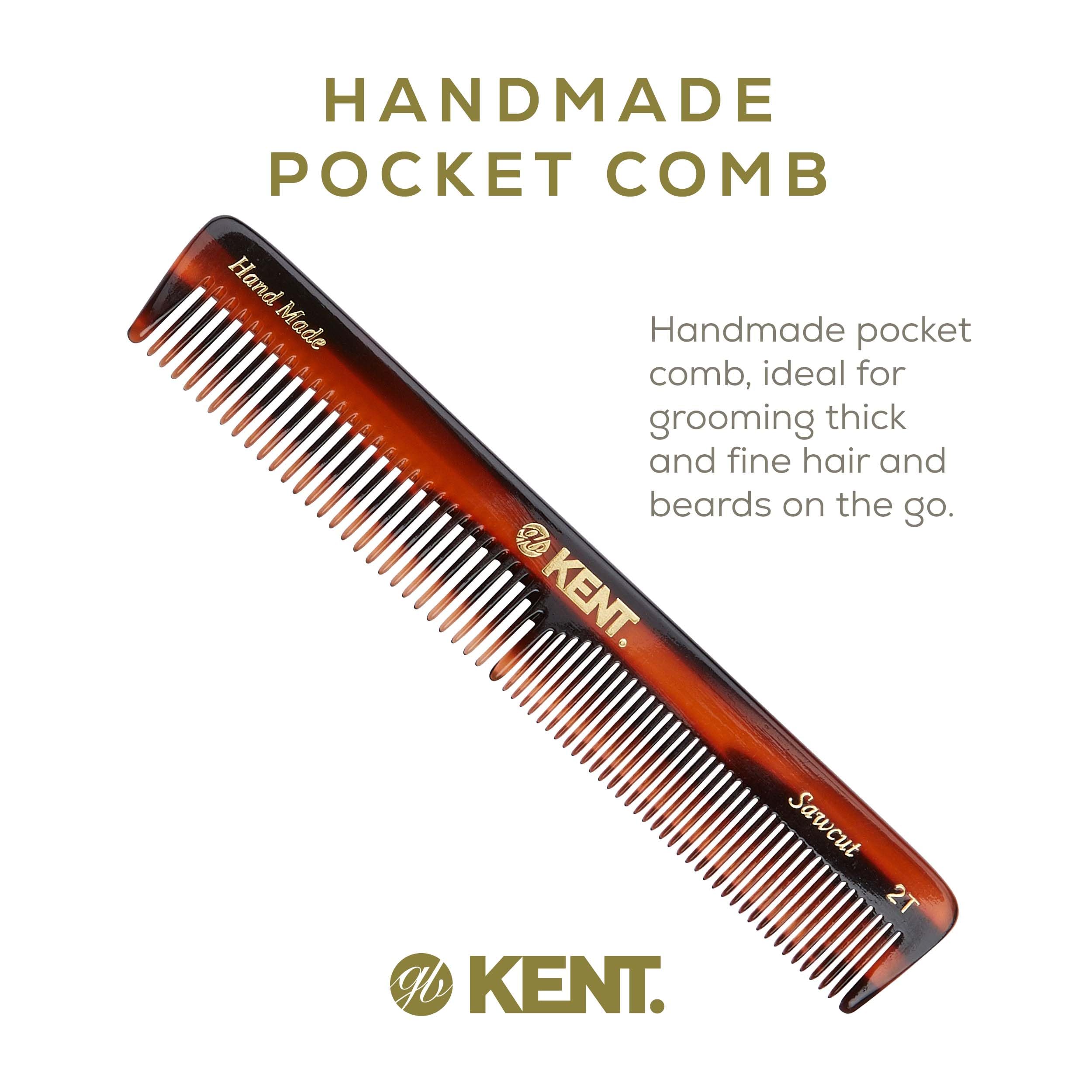 Kent 2T 6 Inch Double Tooth Hair Dressing Comb, Fine And Wide Tooth Dresser Comb For Hair, Beard And Mustache, Coarse And Fine H