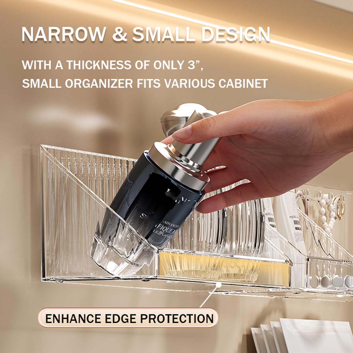 MORNITE 6 Pcs Medicine Cabinet Tray Organizer, Bathroom Vanity Toilet Cabinet Inside Shelves Storage Holder for Skincare Perfume