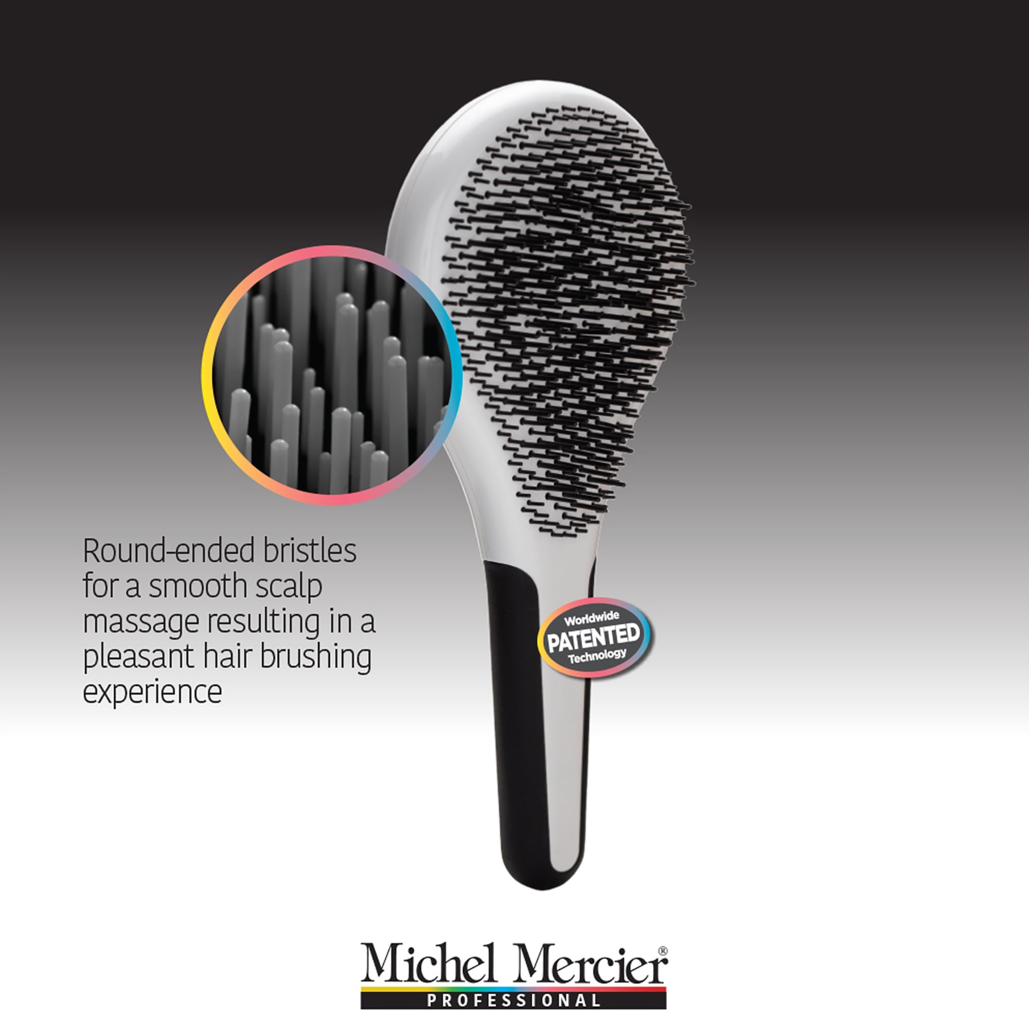 Michel Mercier Pro Wet And Dry Detangler - 428 Bristles Hair Brush For Split Ends - Painlessly Glides Through Tangles - Thick An