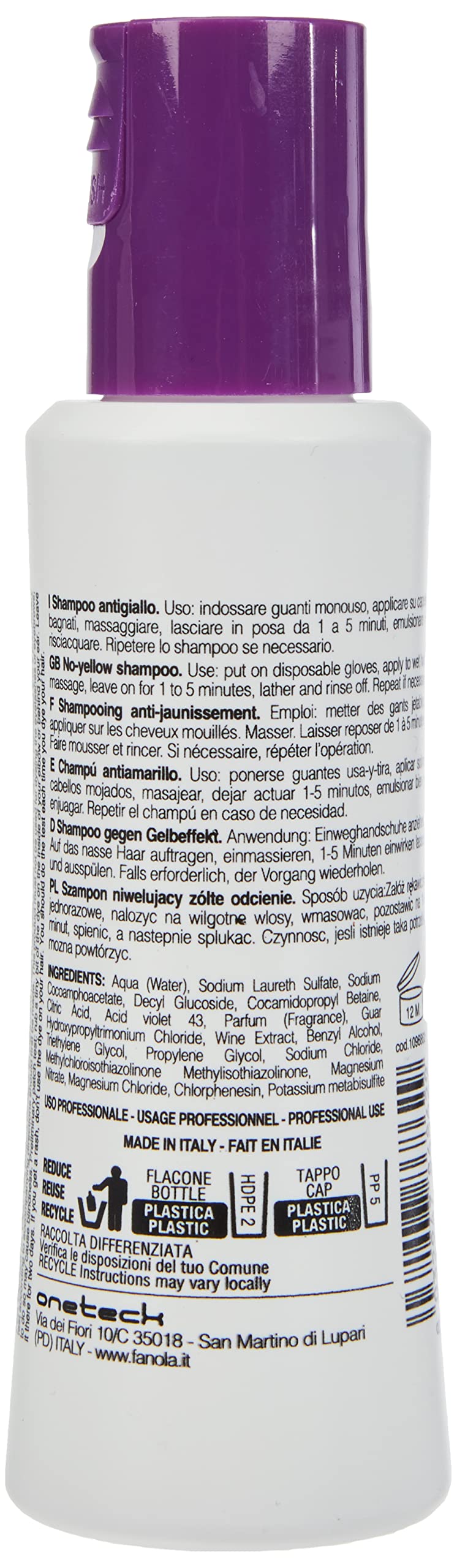 Fanola No Yellow Shampoo, 100 ml Travel Size