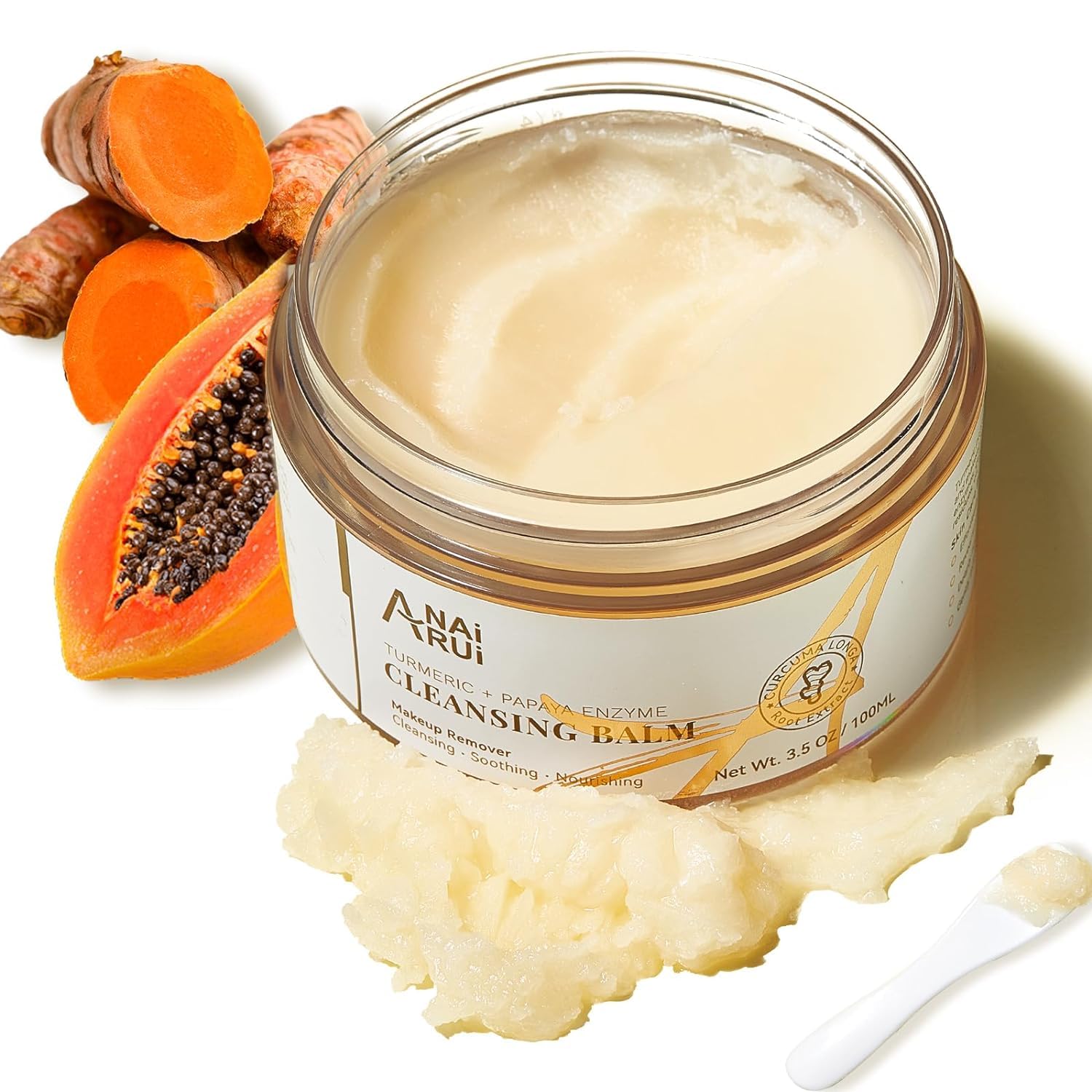 ANAI RUI Cleansing Balm, Turmeric Makeup Remover Balm, Face Exfoliator for Melting Makeup, Oil Cleansing Balm, Cleansing Pores &