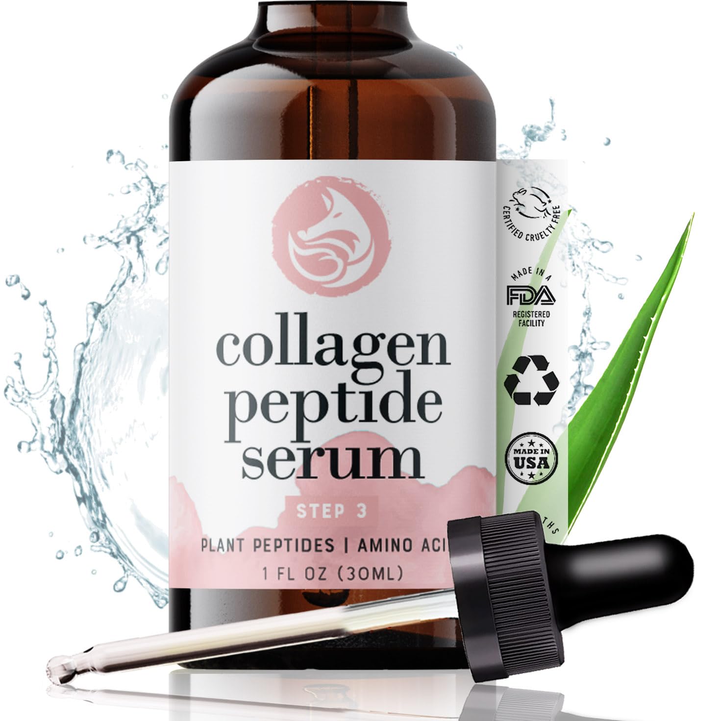 Peptide Collagen Serum for Face - Anti-Aging Facial Serum, Tighten Lift Hydrate & Plump All Skin Types, Reduce Fine Line & Wrink