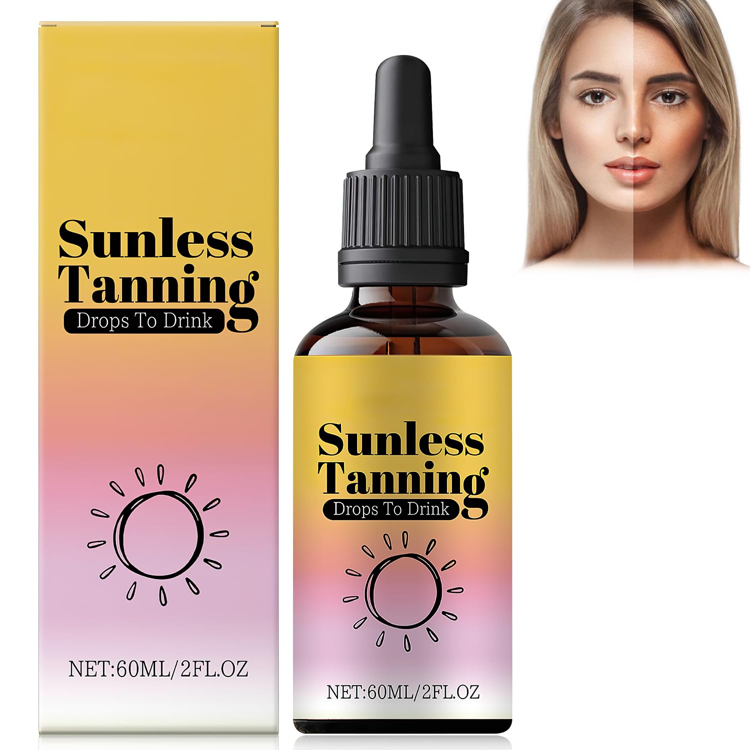 Sunless Tanning Drops to Drink, Promotes Skin Health, Enhancing Your Natural Skin Tone,Nourishing For All Skin Types, 60ML