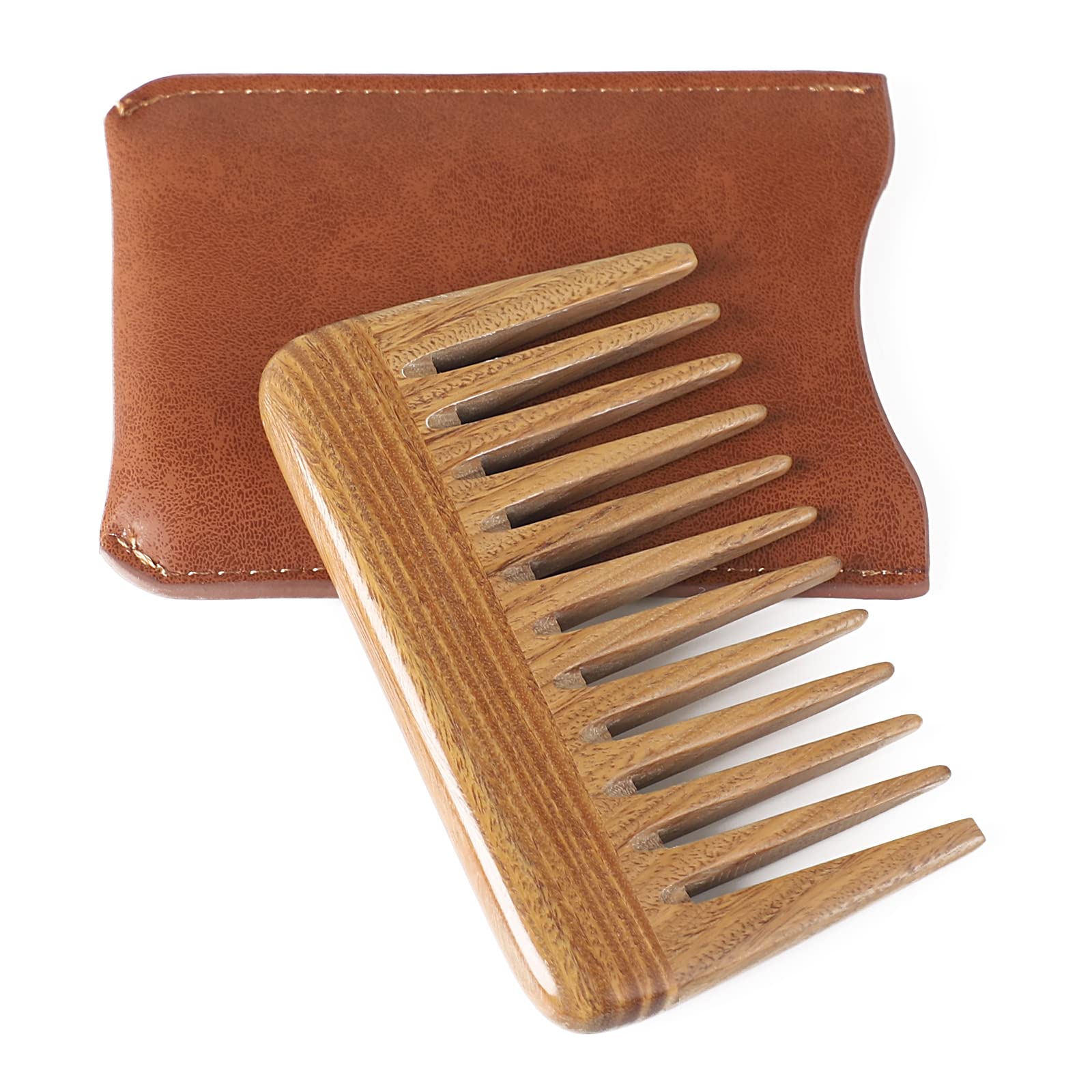Onedor Handmade 100% Natural Green Sandalwood Hair Combs -Anti-Static Sandalwood Scent Natural Hair Detangler Wooden Comb (Extra