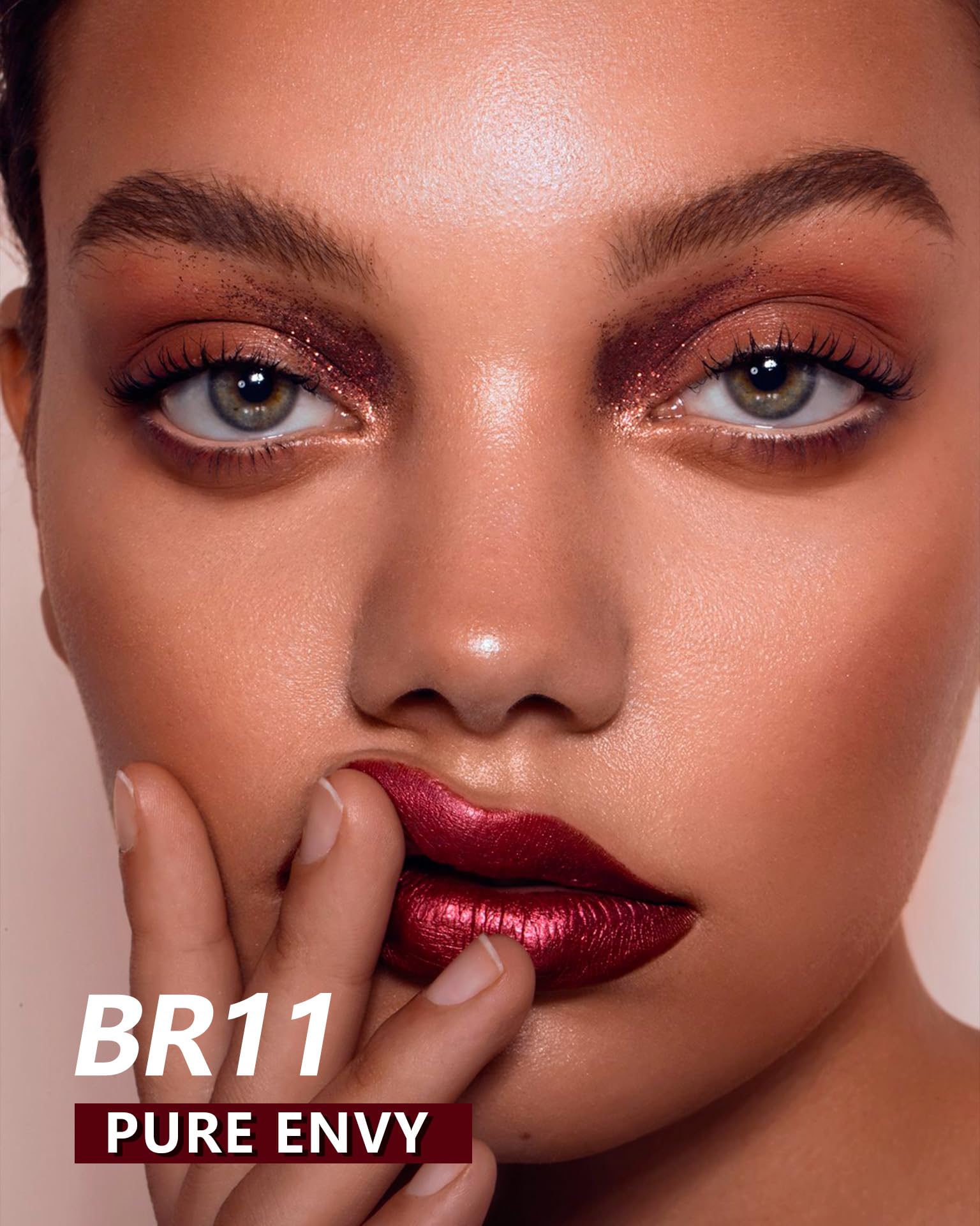 Maki Yika Dark Red Lipstick For Women Metallic Lipsticks Glitter Long Lasting Lipstick No Smudge No Transfer Liquid Pink Lip Glo