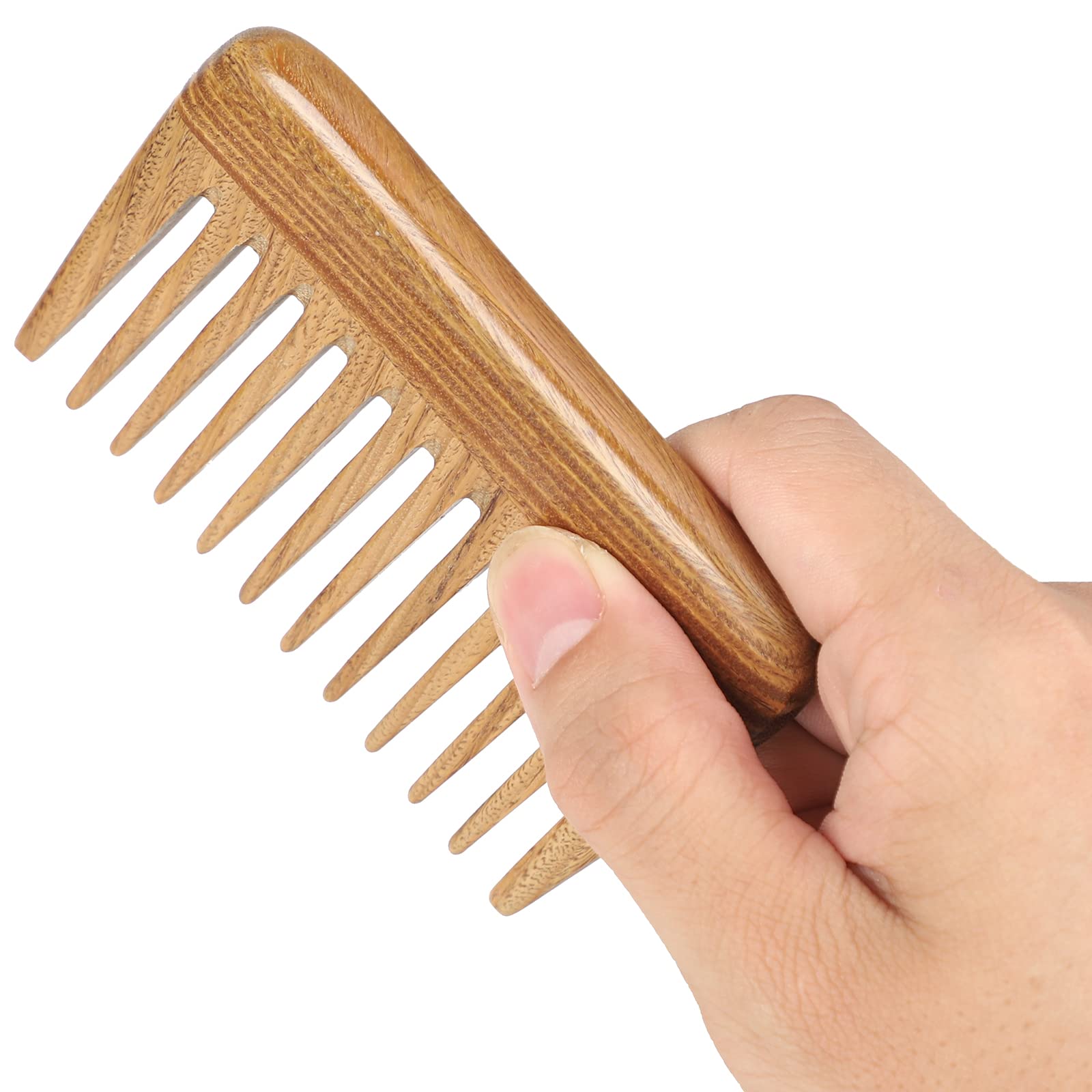 Onedor Sandalwood Hair Comb - Extra Wide Tooth Mini Pocket Comb, Anti-Static, Natural Brown, Model HA-539
