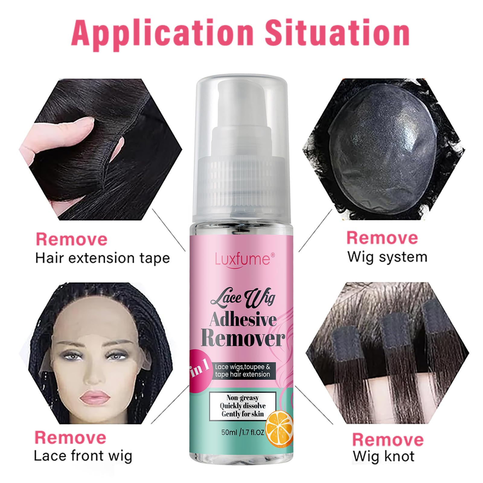 Tape In Extension Remover Hair Glue Remover,Lace Remover Spray For Wigs,Gently Removes Glue And Adhesive - No Greasy, Easy To Cl