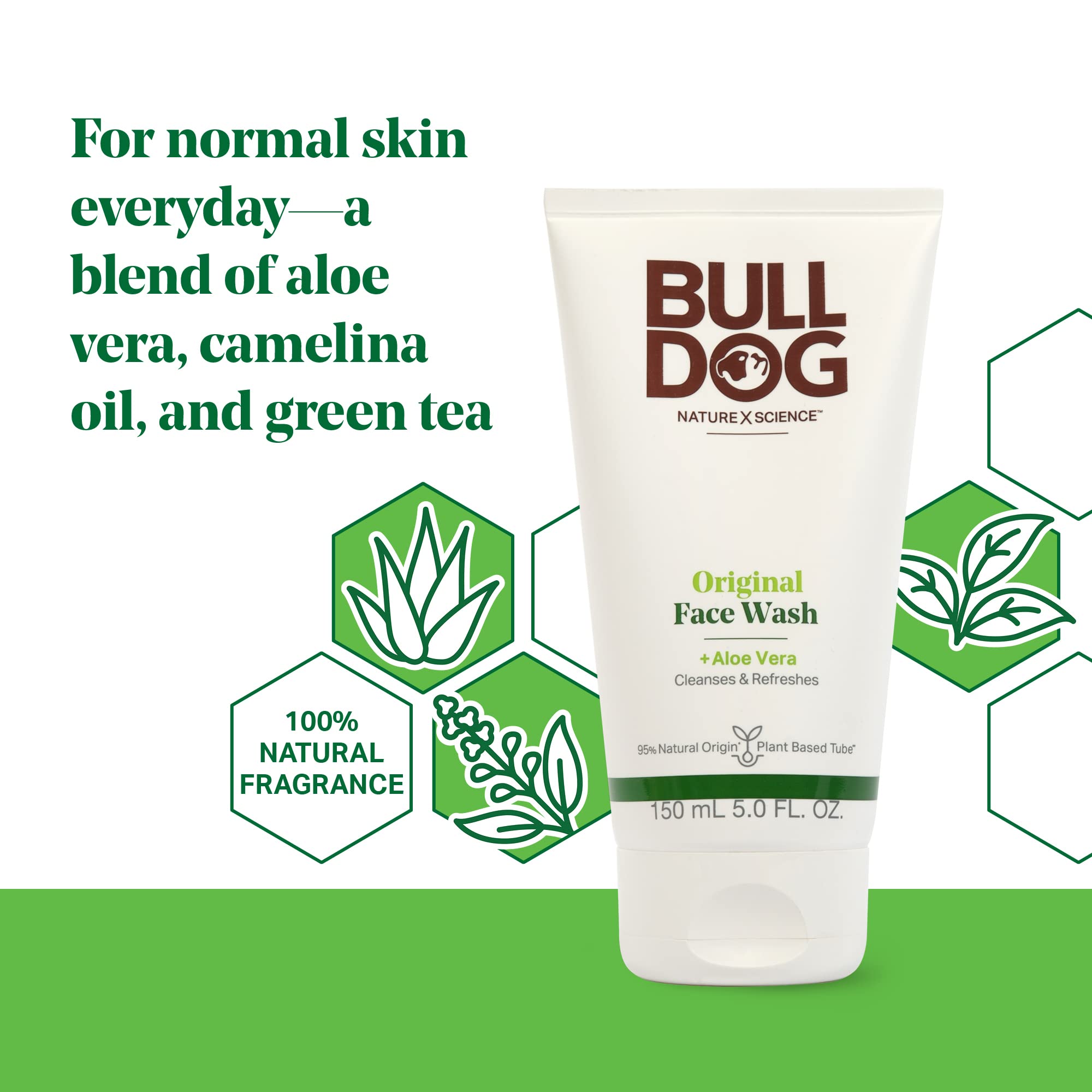BULLDOG Mens Skincare and Grooming, Original Face Wash/Scrub, 5 Fluid Ounce