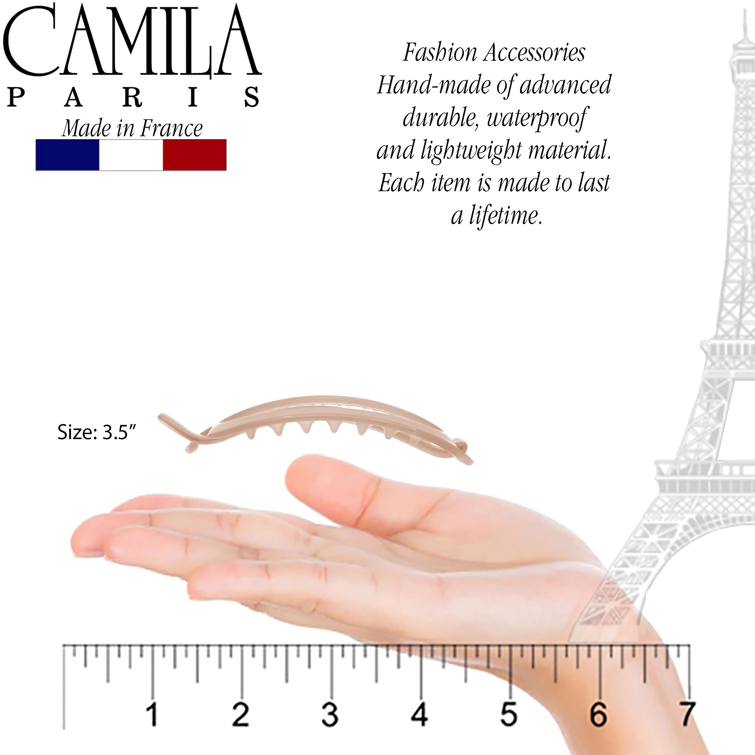 Camila Paris Cp2320 French Hair Barrette Clip, Flexible Ponytail Holder No Metal Parts, Strong Hold Grip Hair Clips For Women, N