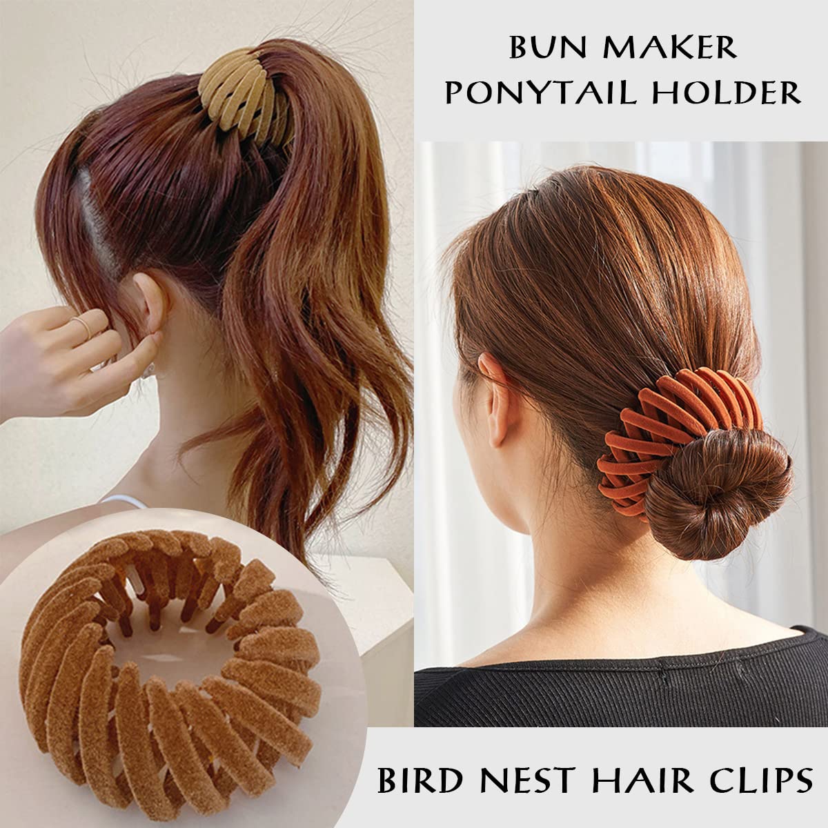 TOBATOBA Bird Nest Magic Hair Clip, 7Pcs Lazy Bird 's Nest Plate Hairpin, Expandable Ponytail Holder, Velvet Hair Clips, Hair Ac