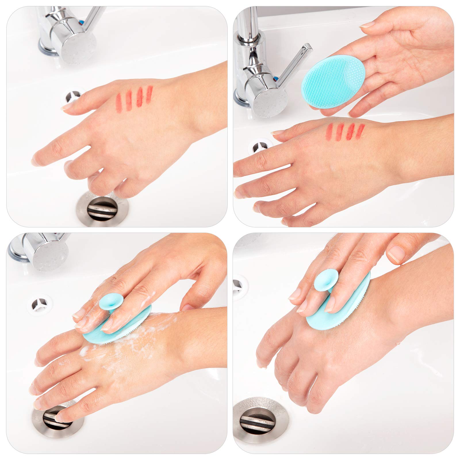 4 Pack Face Scrubber,Jexcull Soft Silicone Facial Cleansing Brush Face Exfoliator Blackhead Acne Pore Pad Cradle Cap Face Wash B