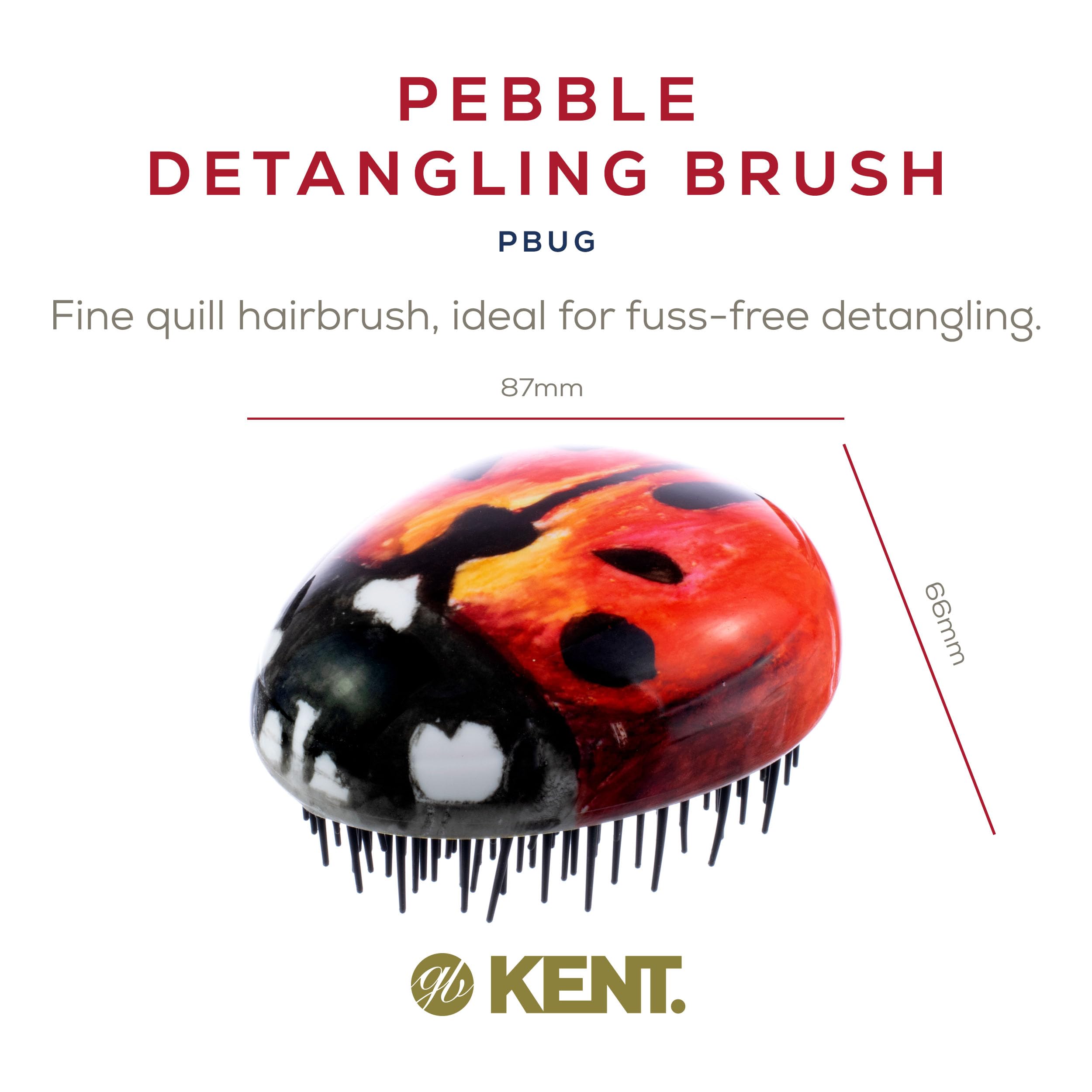 Kent Pbug Ladybug Pebble Scalp Massager Shampoo Brush, Shower Brush, And Travel Size Detangling Brush - Scalp Scrubber For Dandr