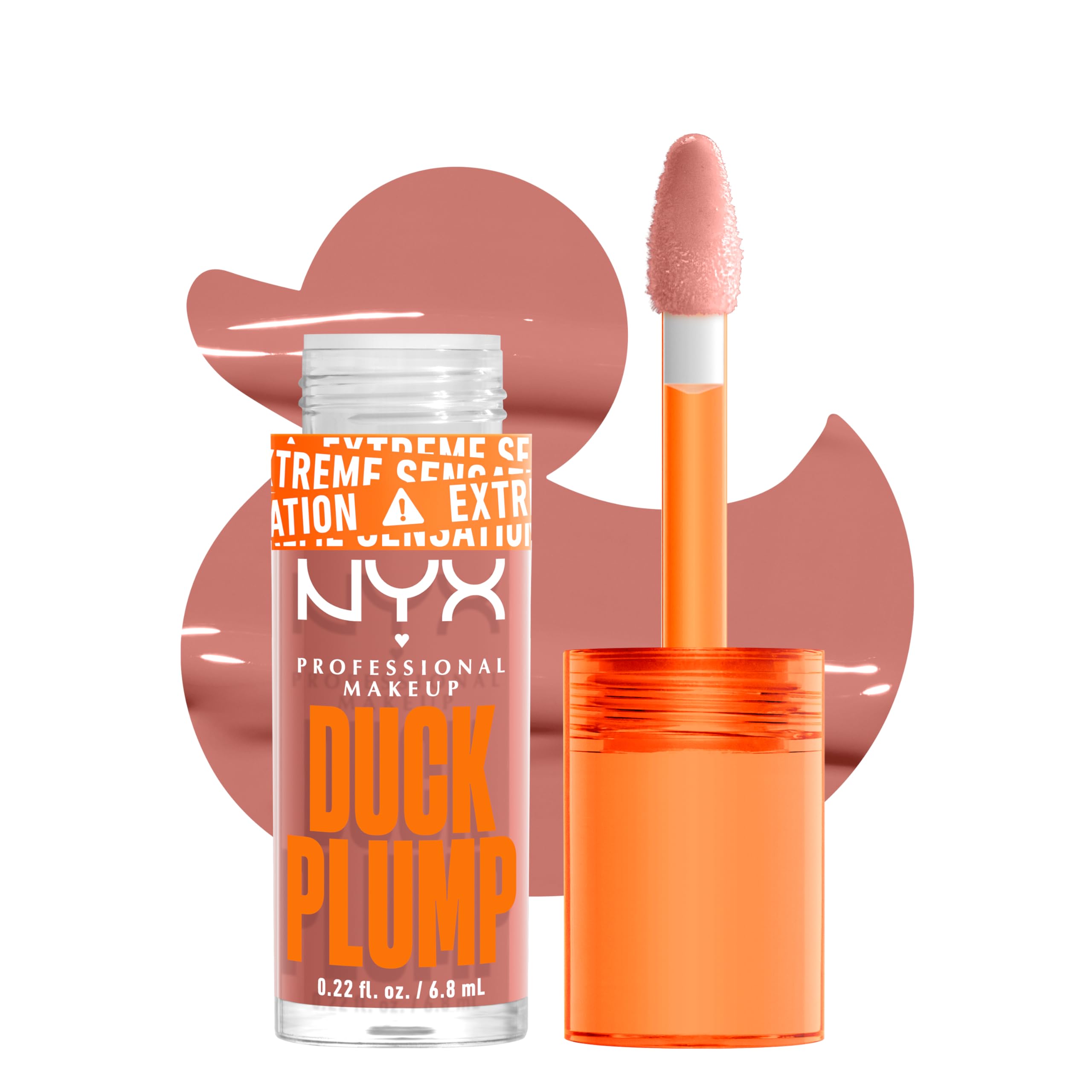 NYX PROFESSIONAL MAKEUP Duck Plump High Pigment Lip Gloss, Lip Plumper Gloss with Spicy Ginger  Bangin Bare