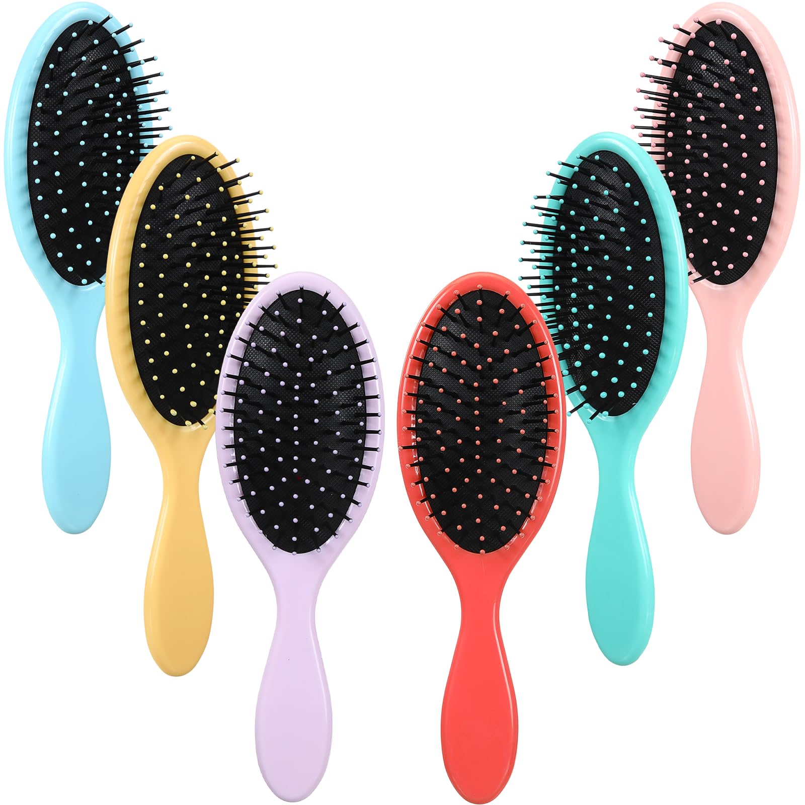Nuenen 6 Pcs Wet Detangler Hair Brush Travel Dry Hair Brushes Detangling Hairbrush with Soft Bristles for Women Men Girls Boys(F