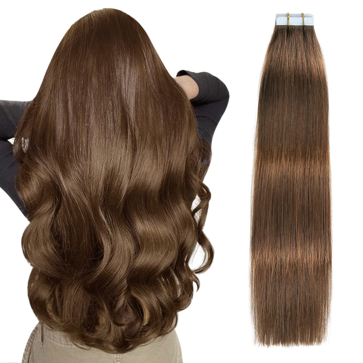Suyya Tape In Hair Extensions Human Hair 100% Remy Human Hair 50G/Pack 20Pcs Straight Seamless Skin Weft Tape In Human Hair Exte