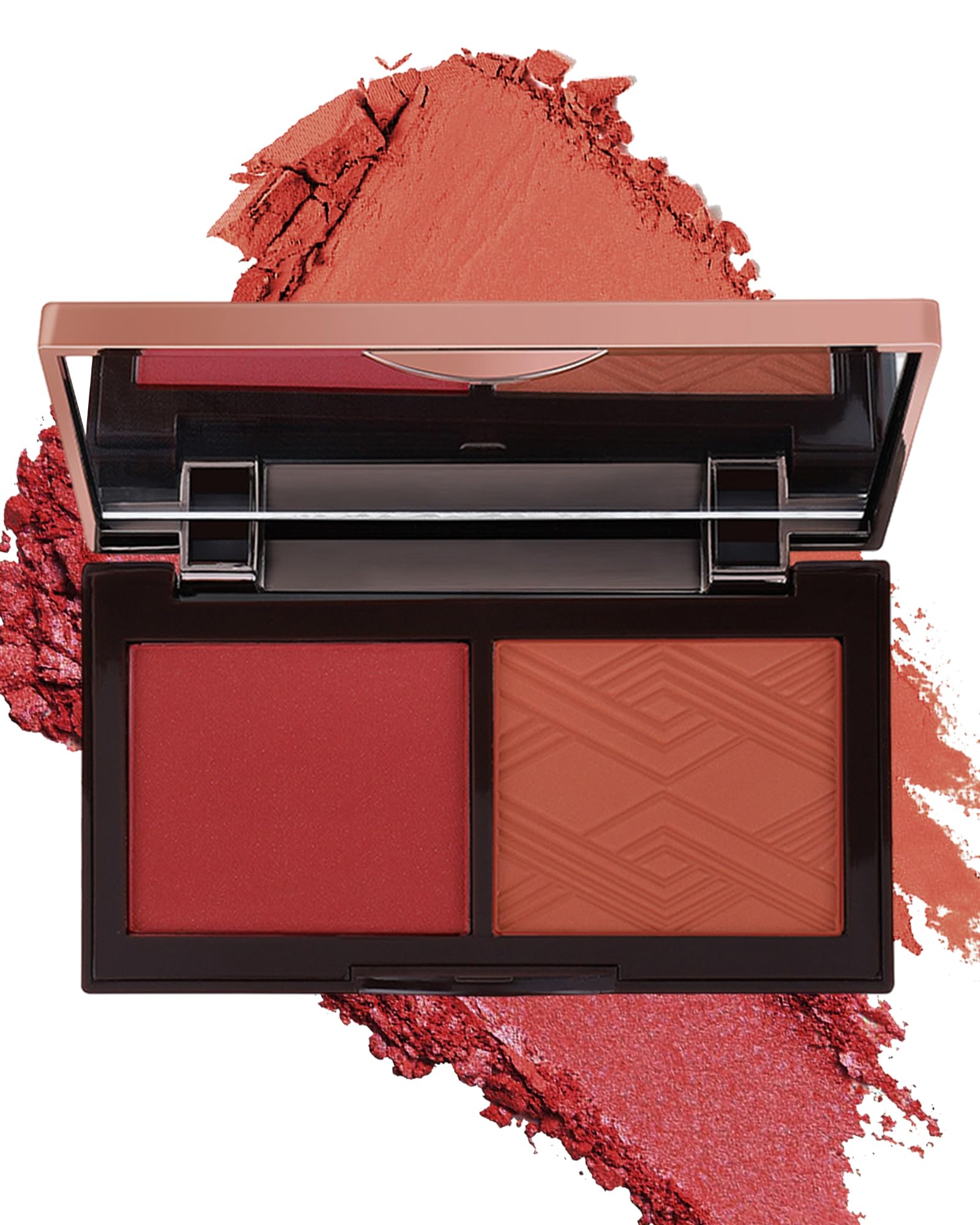 Matte Blush Powder Palette-2Colors Cruelty-Free Buildable Facial Cheek Blusher Pressed Powder Light Luxury Blush Contour Palette