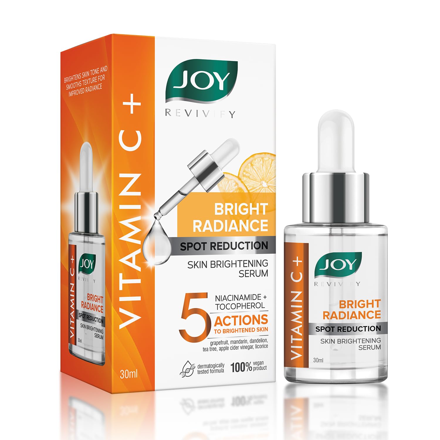 Joy Bright Radiance Vitamin C Face Serum For Skin Brightening | 5 Action Formula  Brightens, Tightens, Nourishes, Reduces Dark 