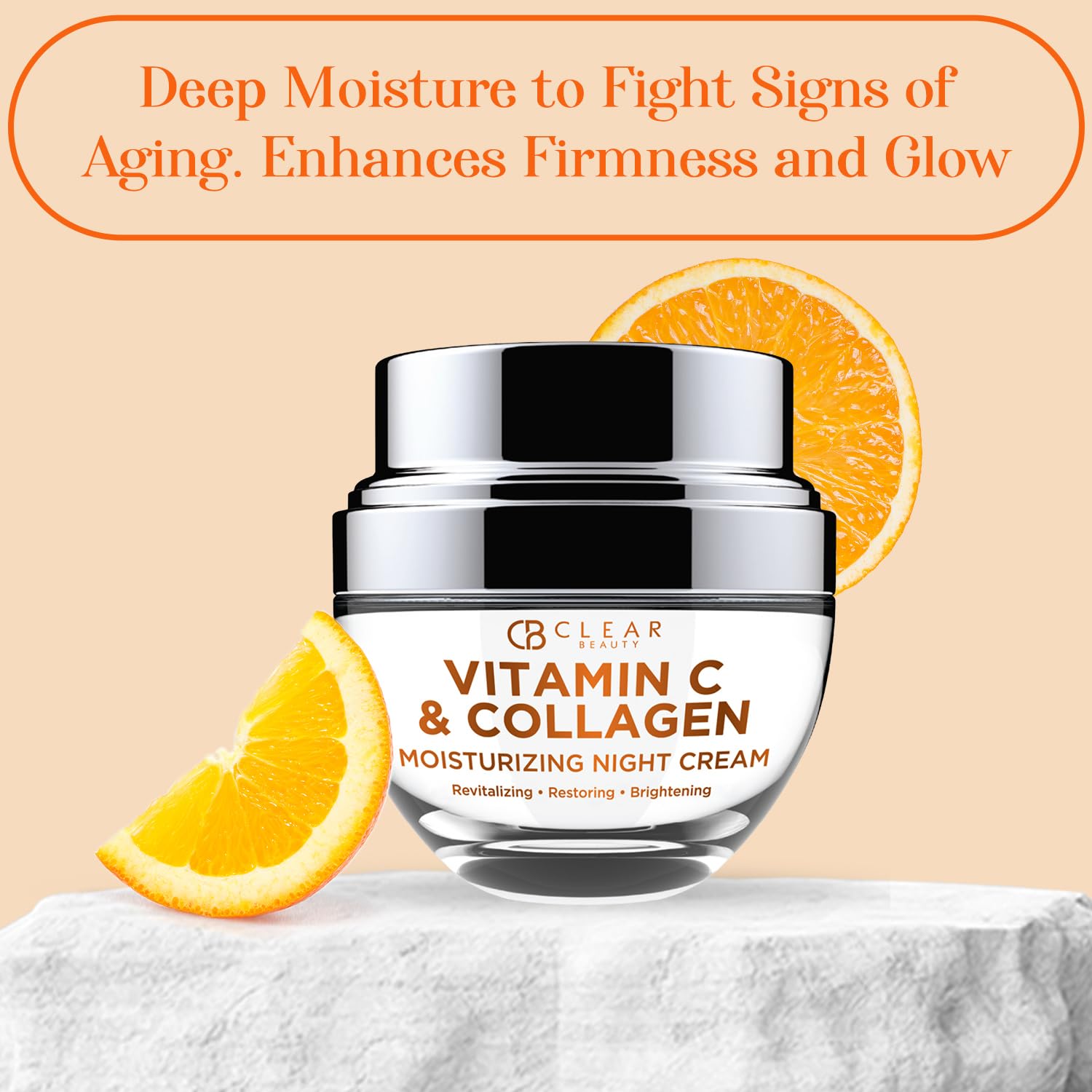 Clear Beauty Vitamin C & Collagen Night Face Moisturizer - Dermatologist Tested, Restores & Firms Skin, Anti-Aging, Natural Ingr