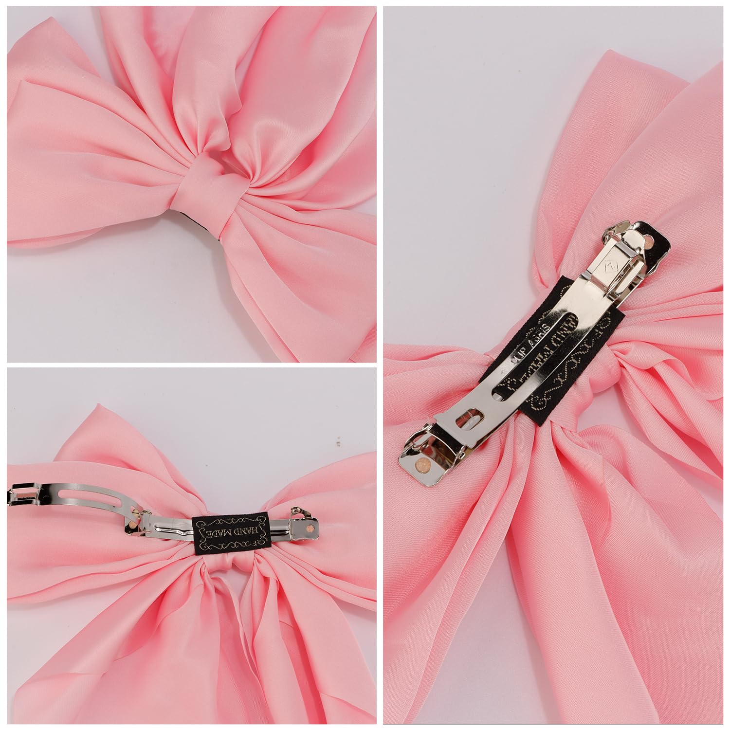 Atoden Women'S Hair Bow, Silky Satin Hair Bow 4Pcs - Oversized Long Tail Bow Hair Clips, Large Hair Ribbon Barrettes, Metal Clip