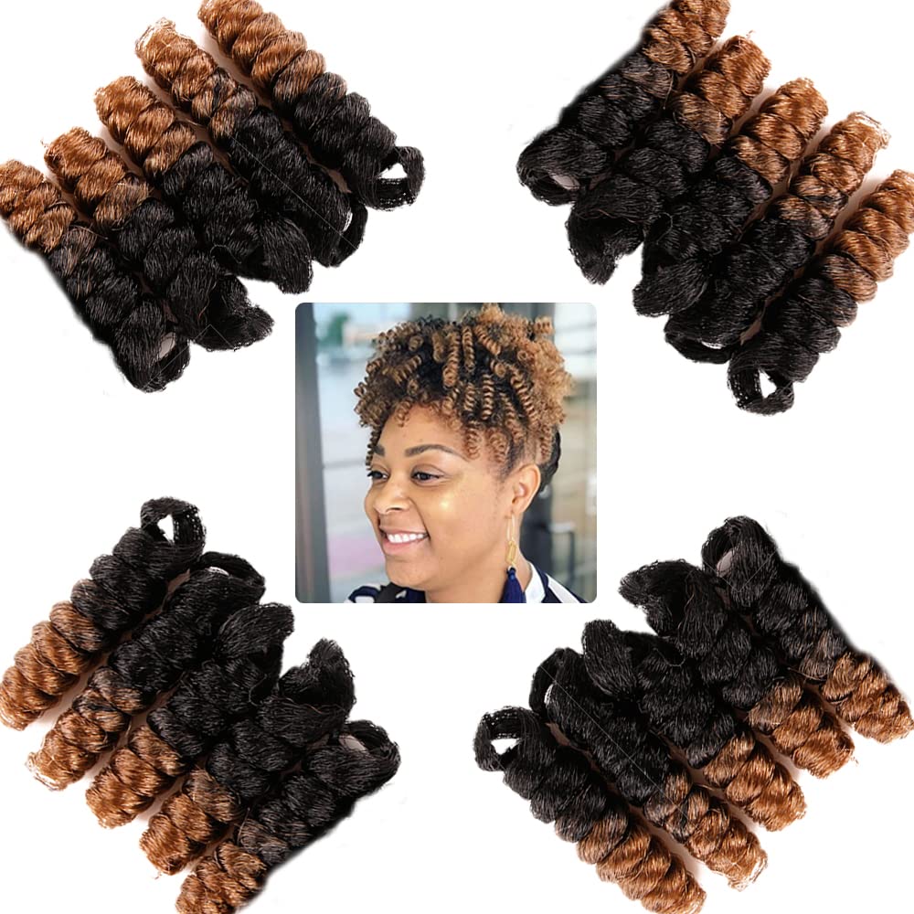 Queentas 3 Packs 8mm 10inches Short Crochet Hair for Black Women Saniya Curl Crochet Carrie Curl Synthetic Hair Extensions for B