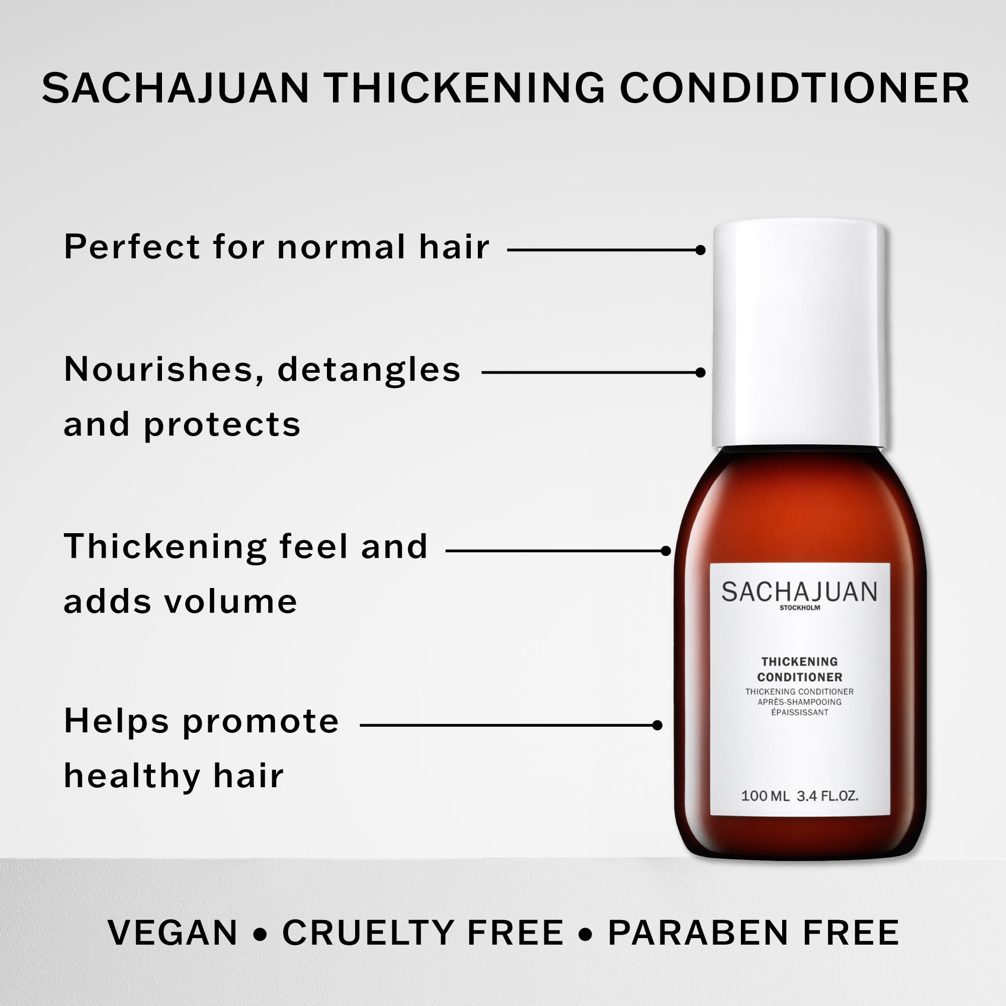 Sachajuan Thickening Hair Conditioner, Volumizing, Heat & Uv Protectants, Shine & Smooth Volume, Paraben-Free, 3.4 Fl Oz