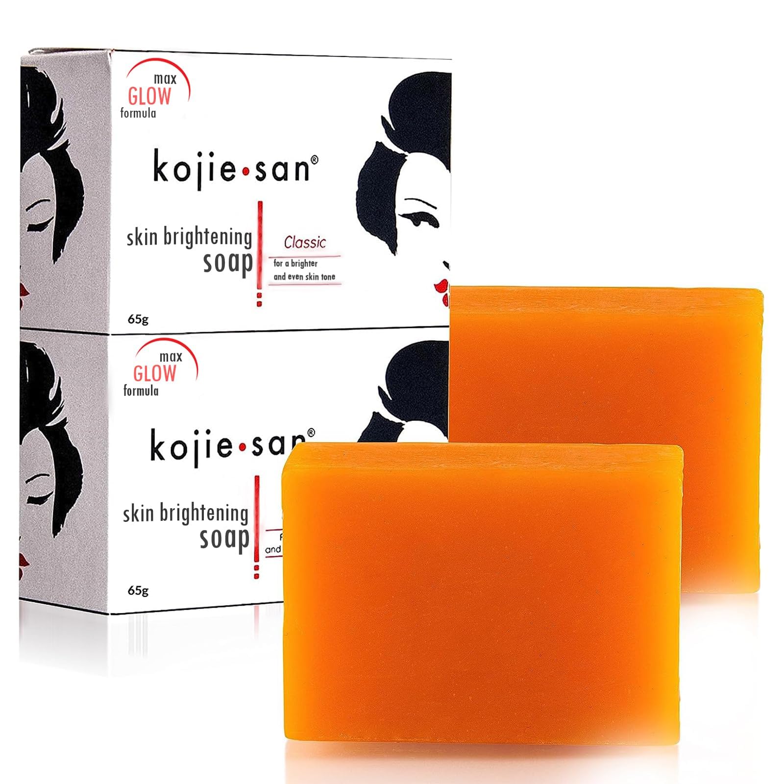 Kojie San Kojic Acid Brightening Soap - Dark Spot Remover with Glycerin & Tea Tree Oil - 65g (Pack of 2) - Orange